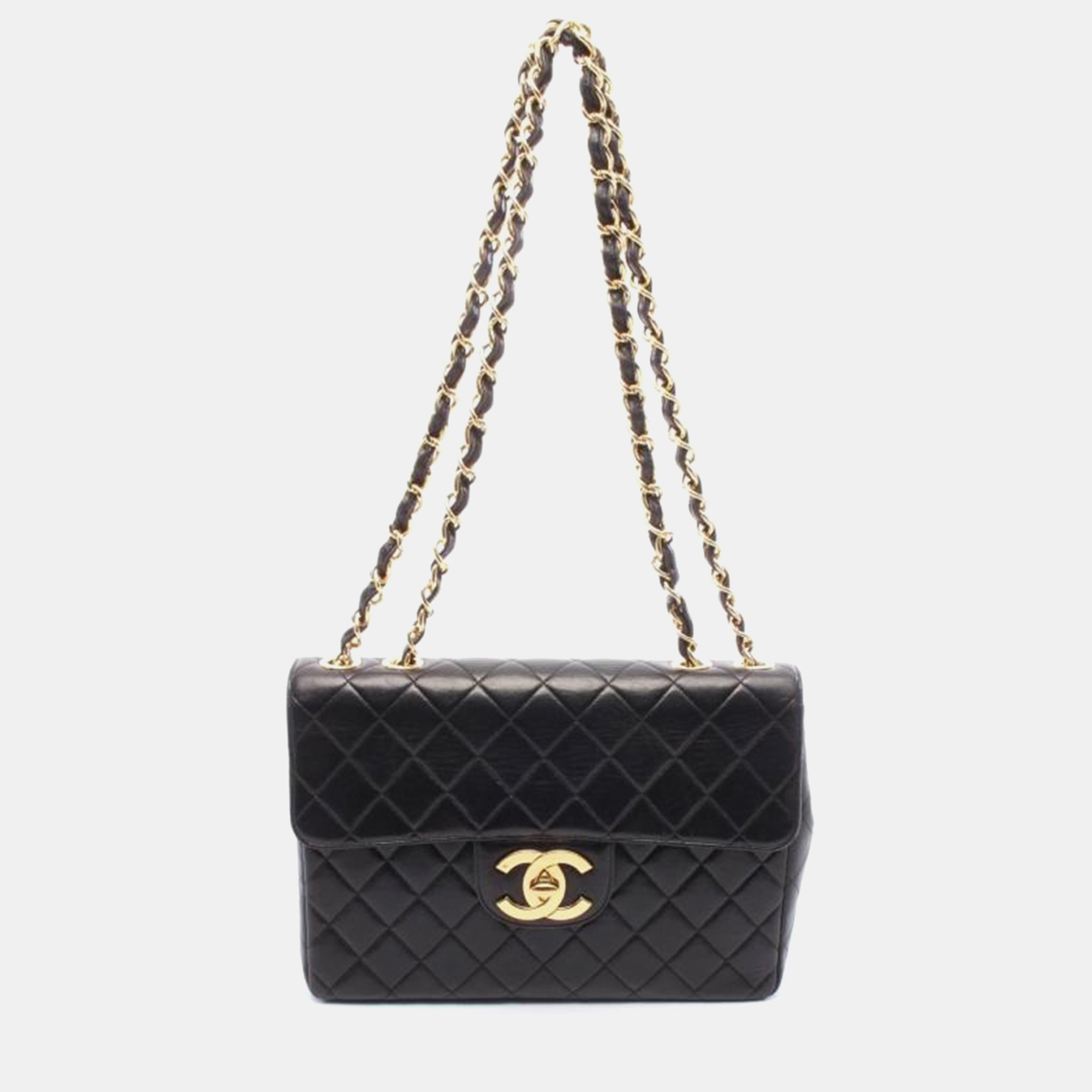 

Chanel Deca Matelasse Single Flap Shoulder Bag, Black