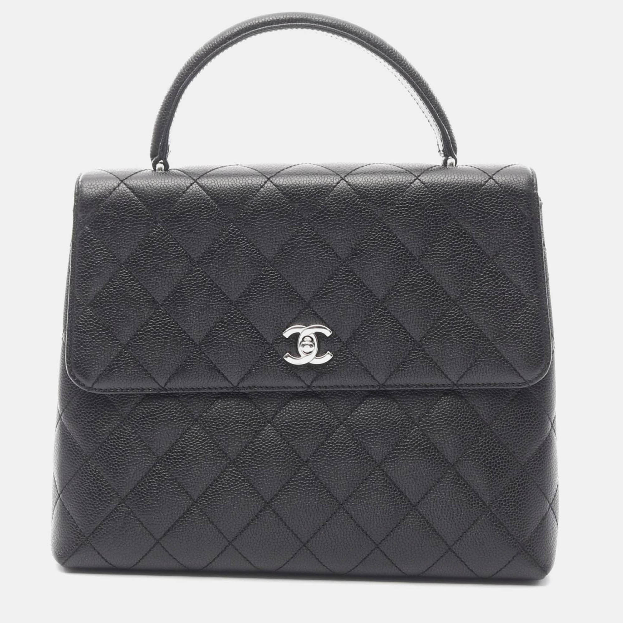 

Chanel Matelasse Top Handle Handbag Leather Black