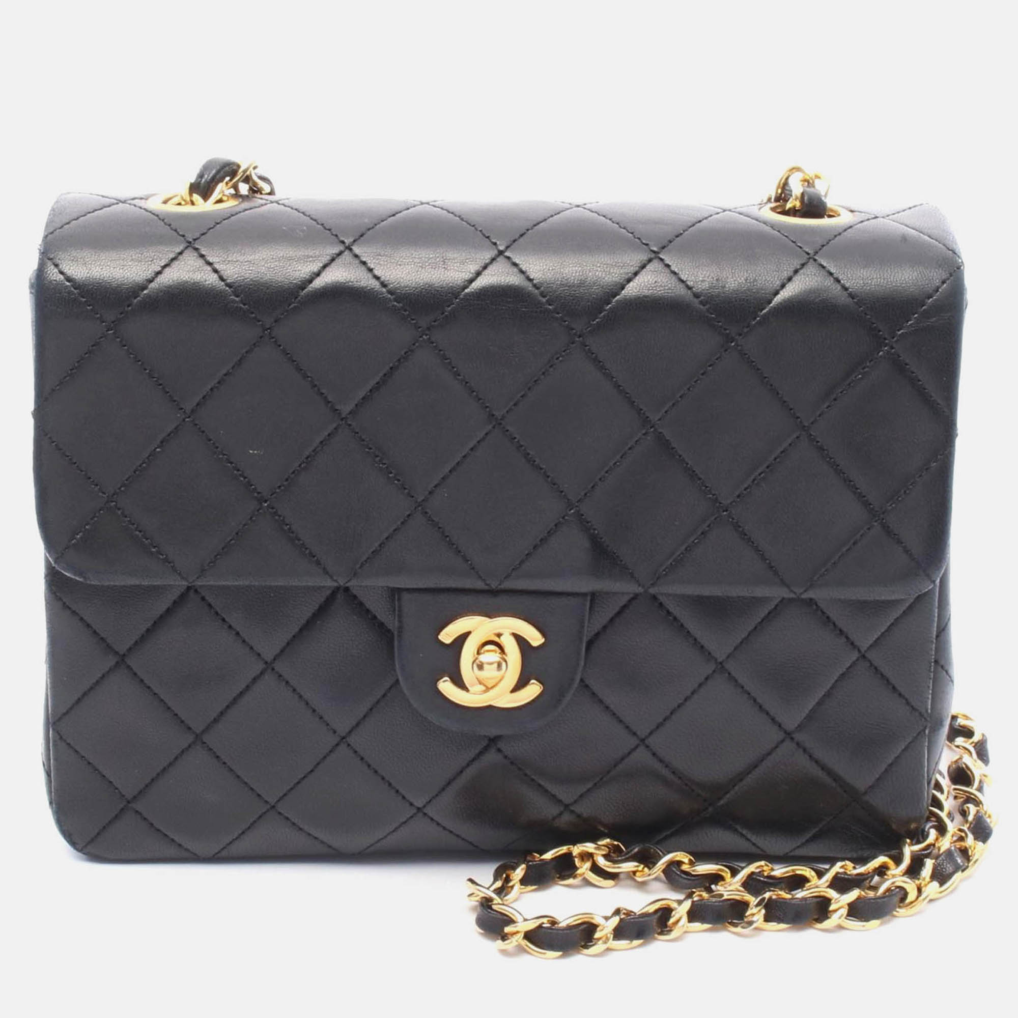

Chanel Mini Matelasse 20 Chain Shoulder Bag Lamb Leather Black, Brown