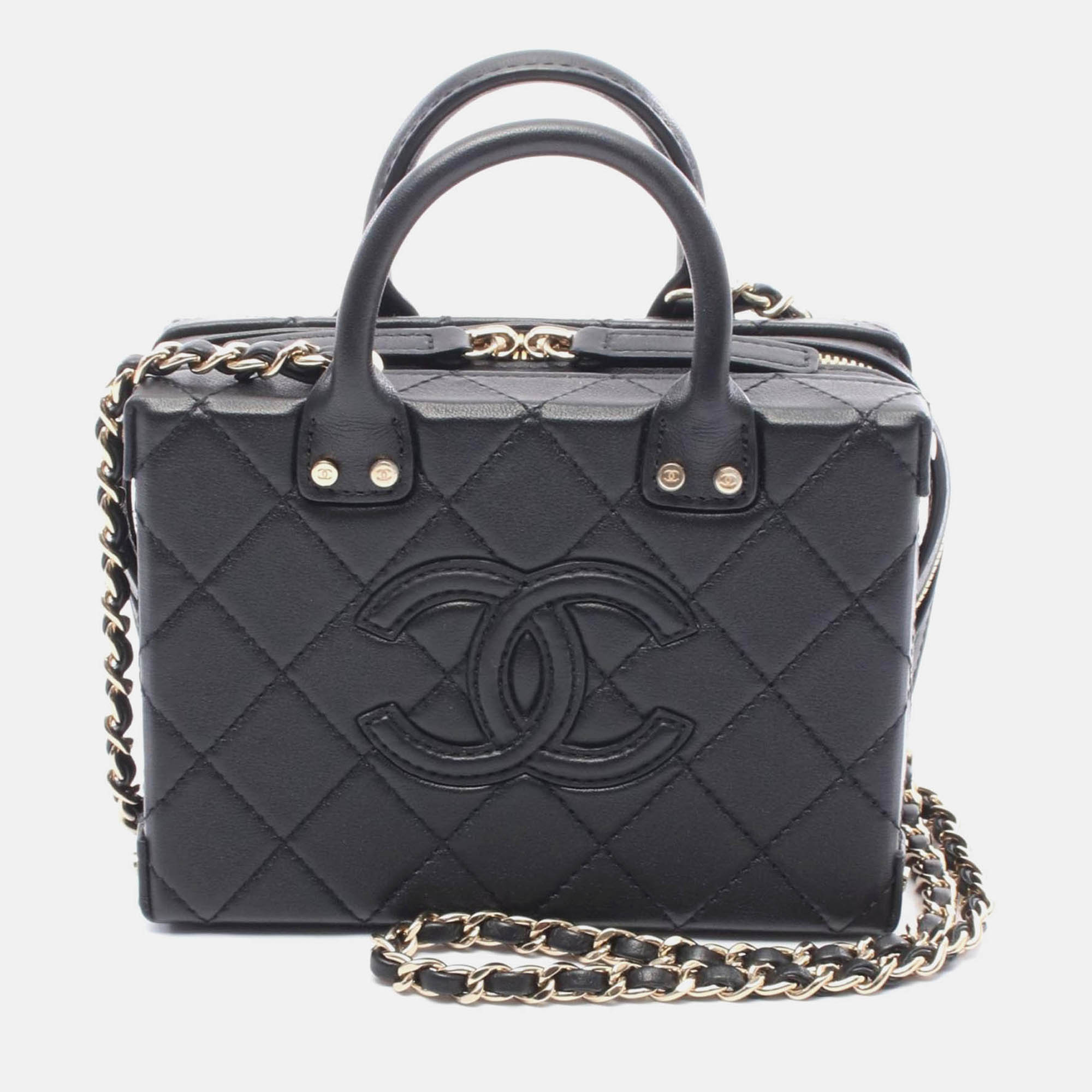 

Chanel Small Vanity Case Matelasse Chain Shoulder Bag Leather Black
