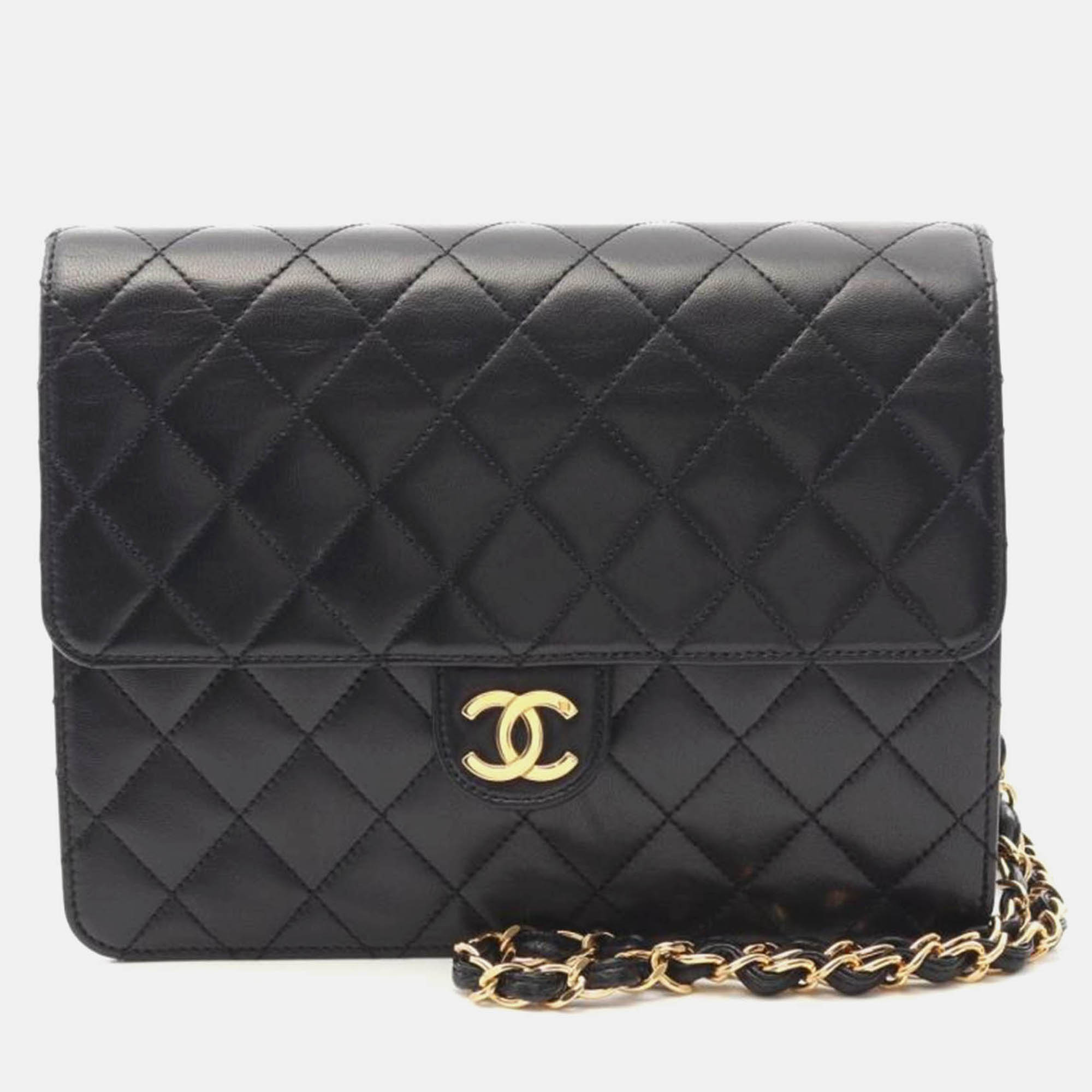 

Chanel Matelasse Single Flap Bag, Black