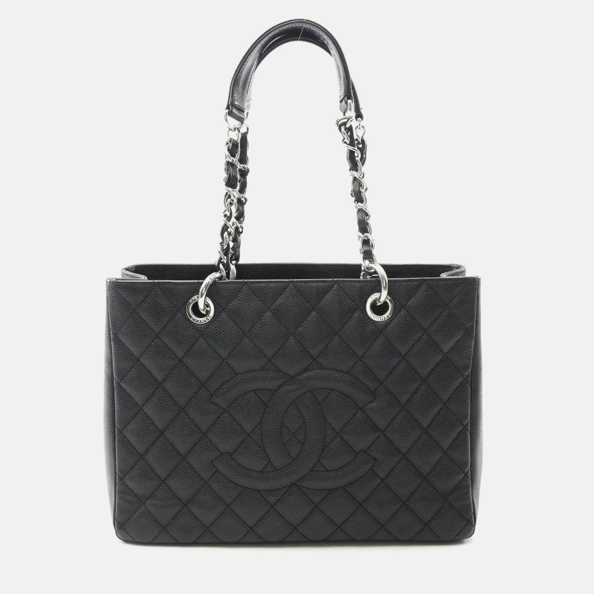 

Chanel Matelasse Grand Shopping Tote Gst Chain Shoulder Bag Calfskin Shw, Black