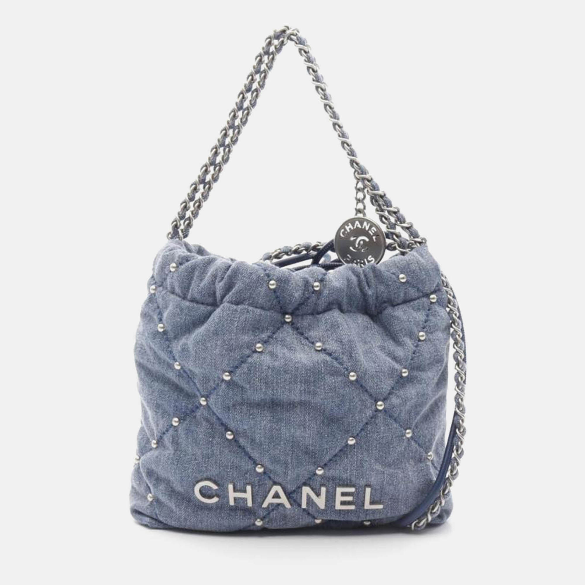 

Chanel 22 Mini Denim Shoulder Bag, Blue