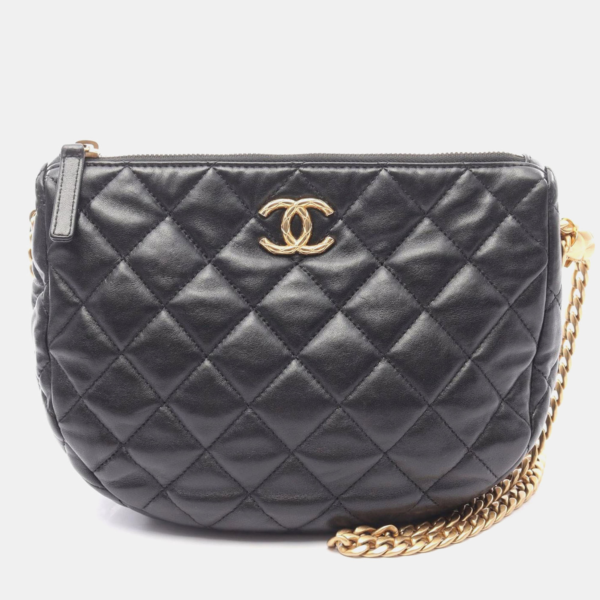 

Chanel Matelasse Small Hobo Chain Shoulder Bag Lamb Sheep Leather Black Ghw