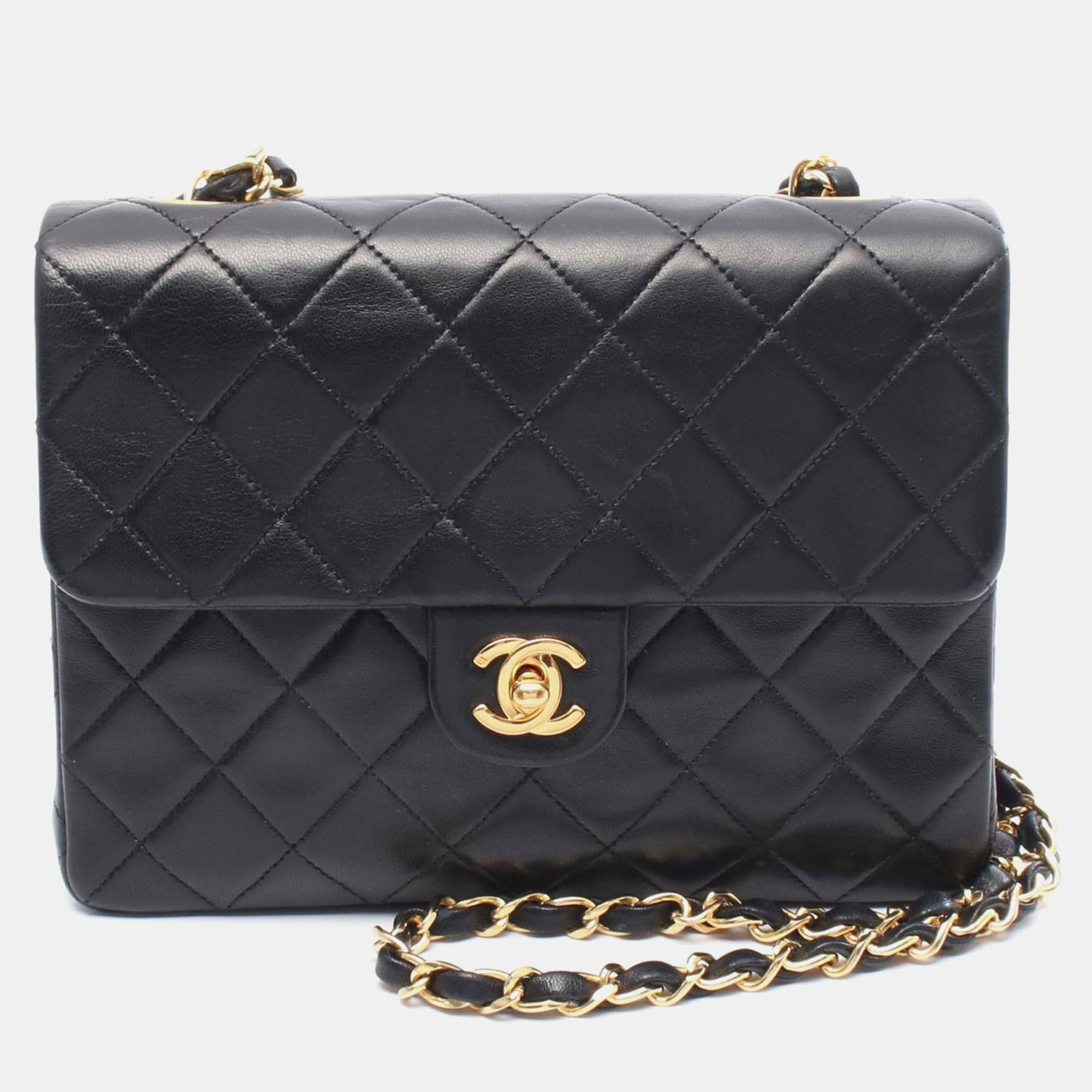 

Chanel Mini Matelasse 20 Chain Shoulder Bag Lamb Leather Black Ghw