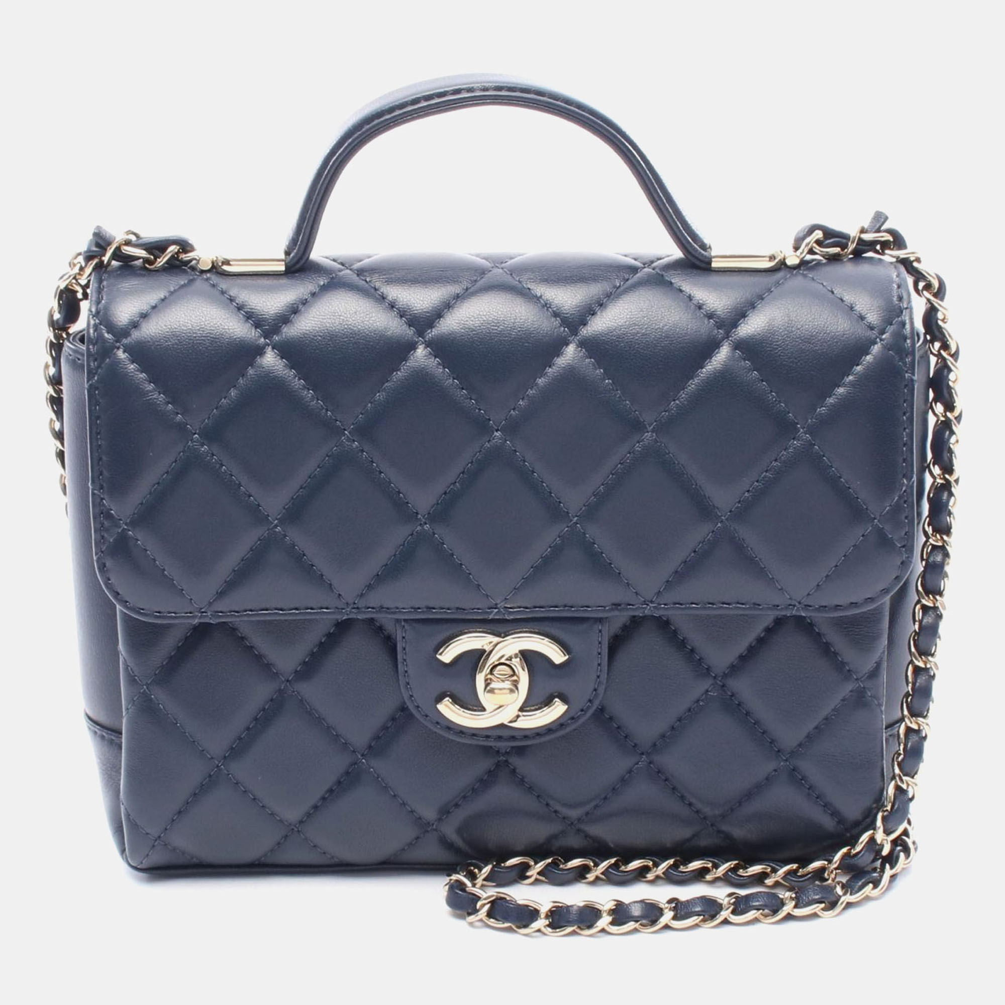 

Chanel CC Navy Lambskin Leather Chain Shoulder Bag, Navy blue