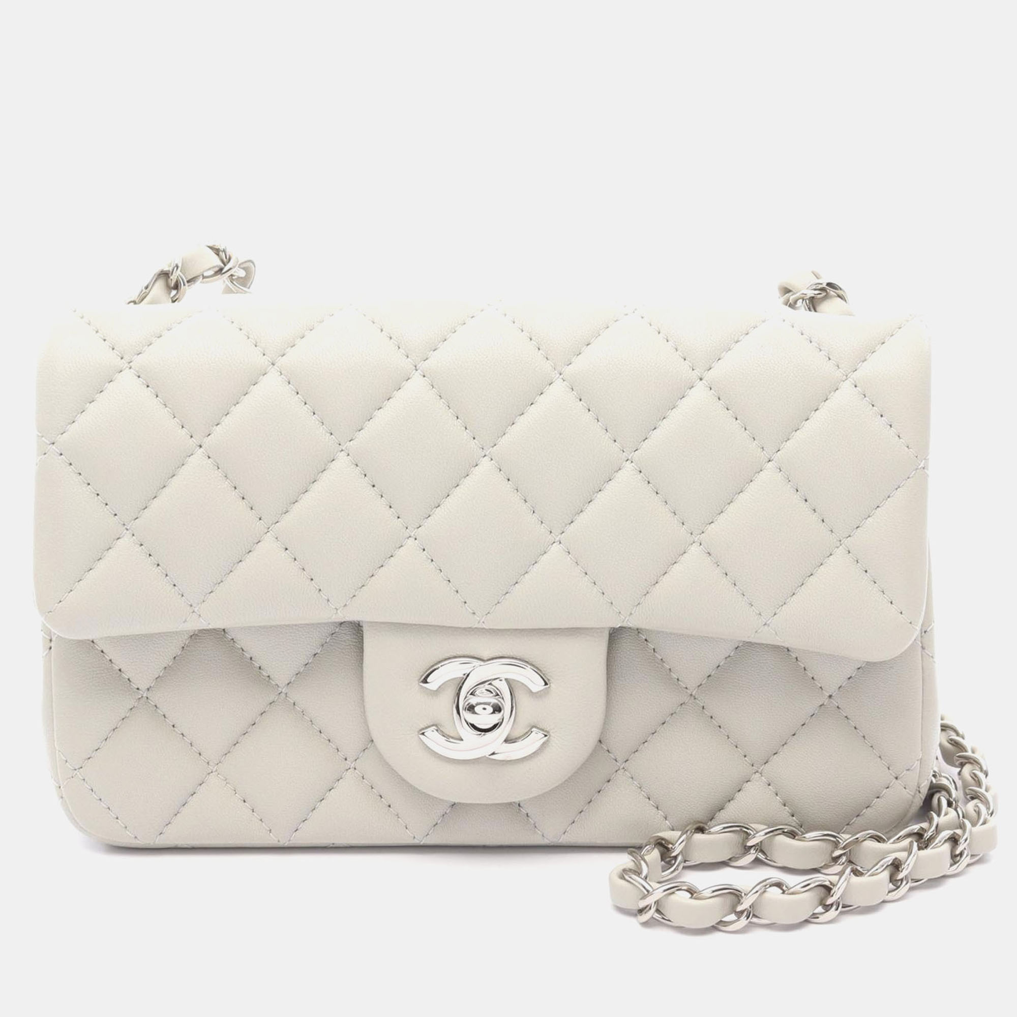 

Chanel Mini Matelasse 20 Chain Shoulder Bag Lamb Leather Gray Shw Cc, Grey