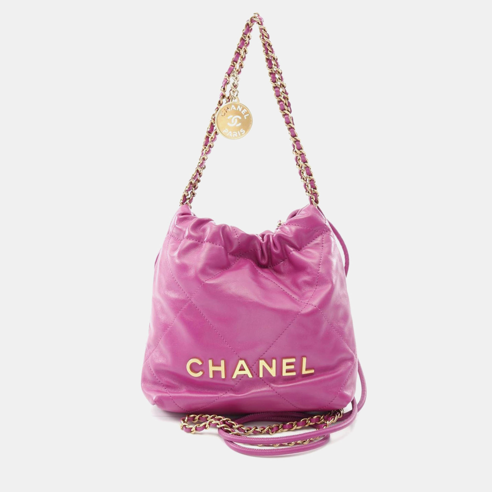 

Chanel Chanel 22 Mini Chain Shoulder Bag Leather Purple Ghw Cc