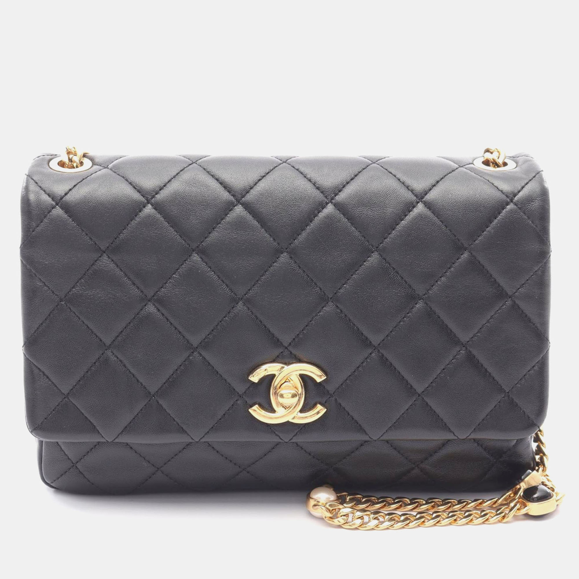 

Chanel Matelasse Chain Shoulder Bag Lamb Sheep Leather Black Ghw Cc