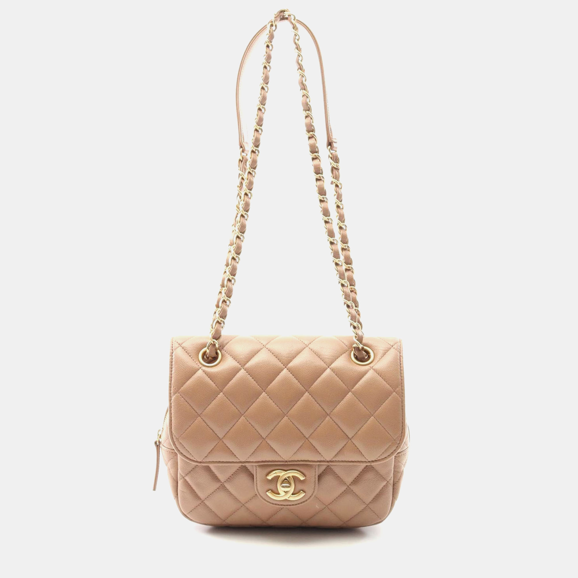 

Chanel Matelasse Chain Shoulder Bag Calfskin Beige Ghw