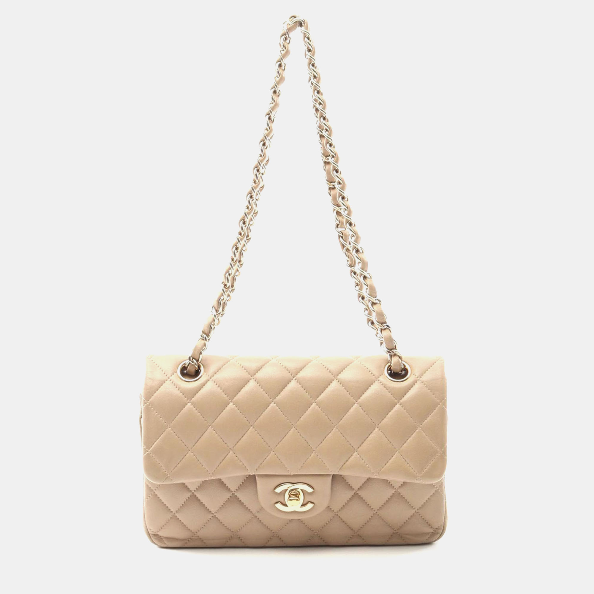 

Chanel Classic Double Flap Beige Lambskin Leather Shoulder Bag