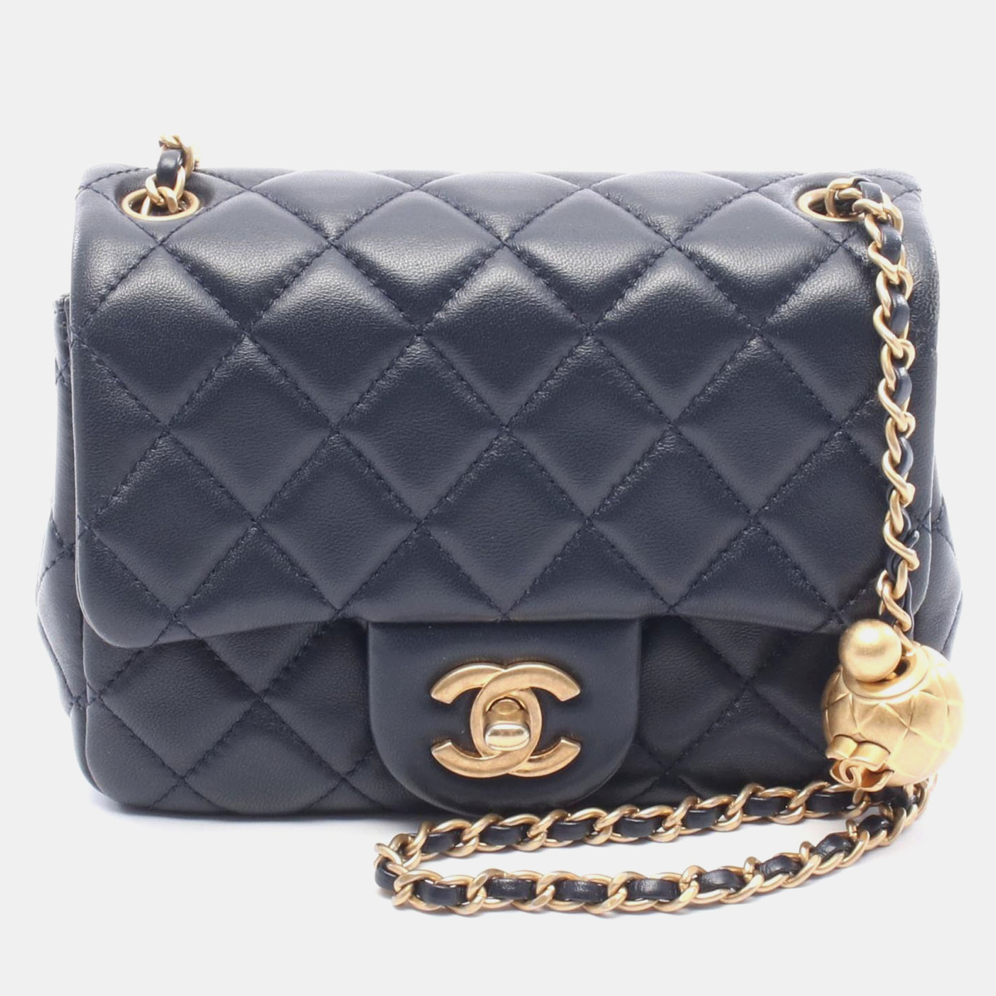 

Chanel Mini Materasse Chain Shoulder Bag Lambskin Navy Ghw, Navy blue