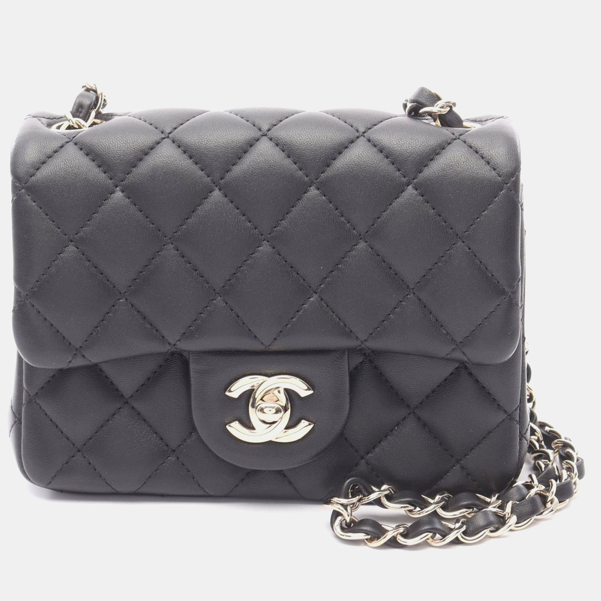 

Chanel Mini Matelasse Chain Shoulder Bag Lamb Leather Black Ghw Cc