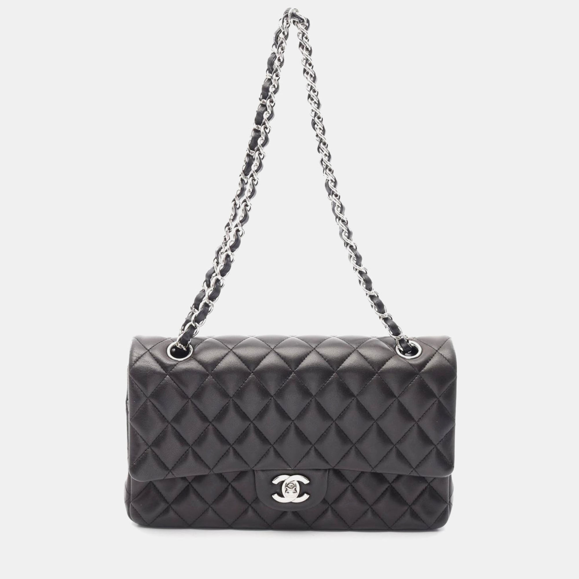

Chanel Classic Double Flap Black Lambskin Leather Shoulder Bag