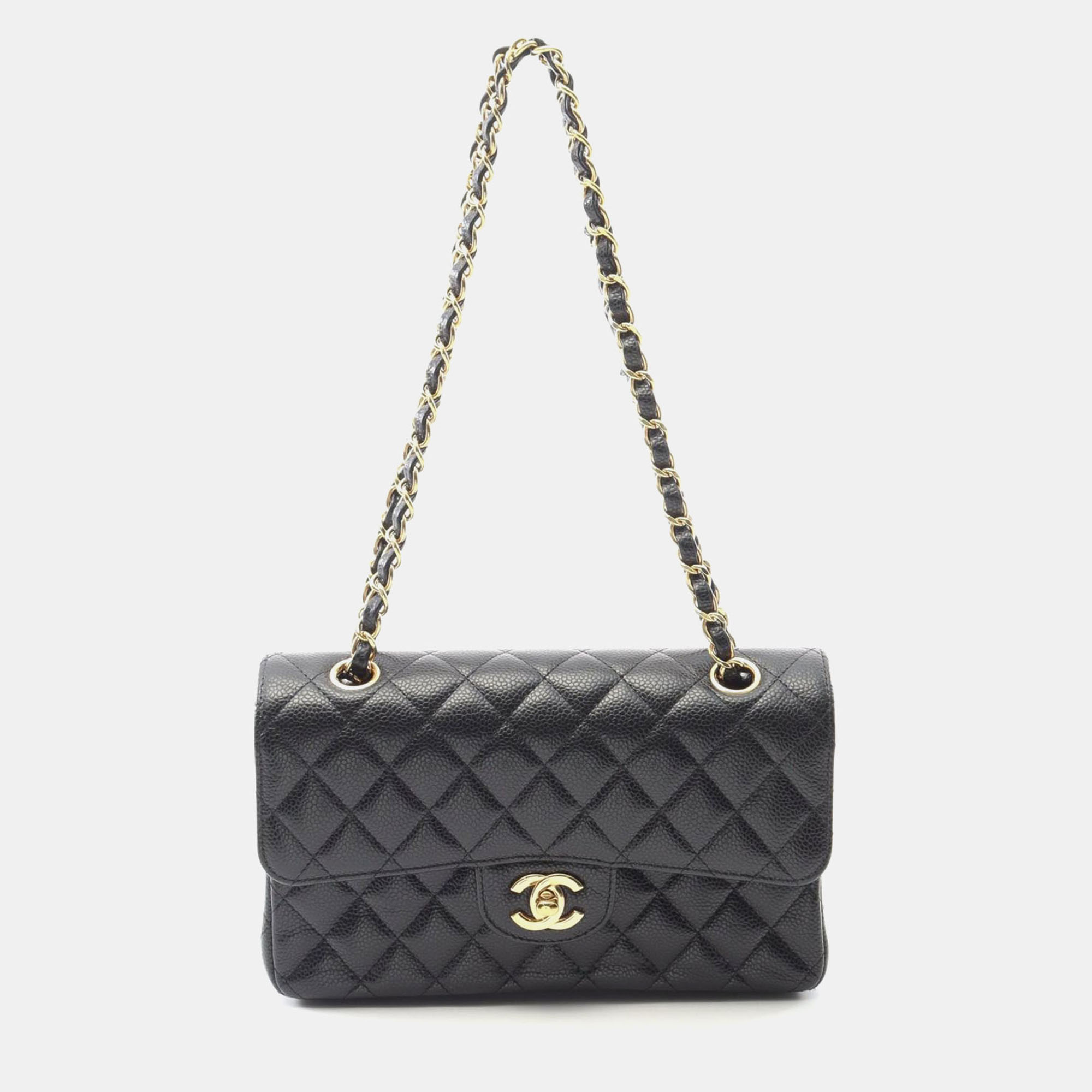 

Chanel Matelasse W Flap Chain Shoulder Bag Leather Black Ghw Cc