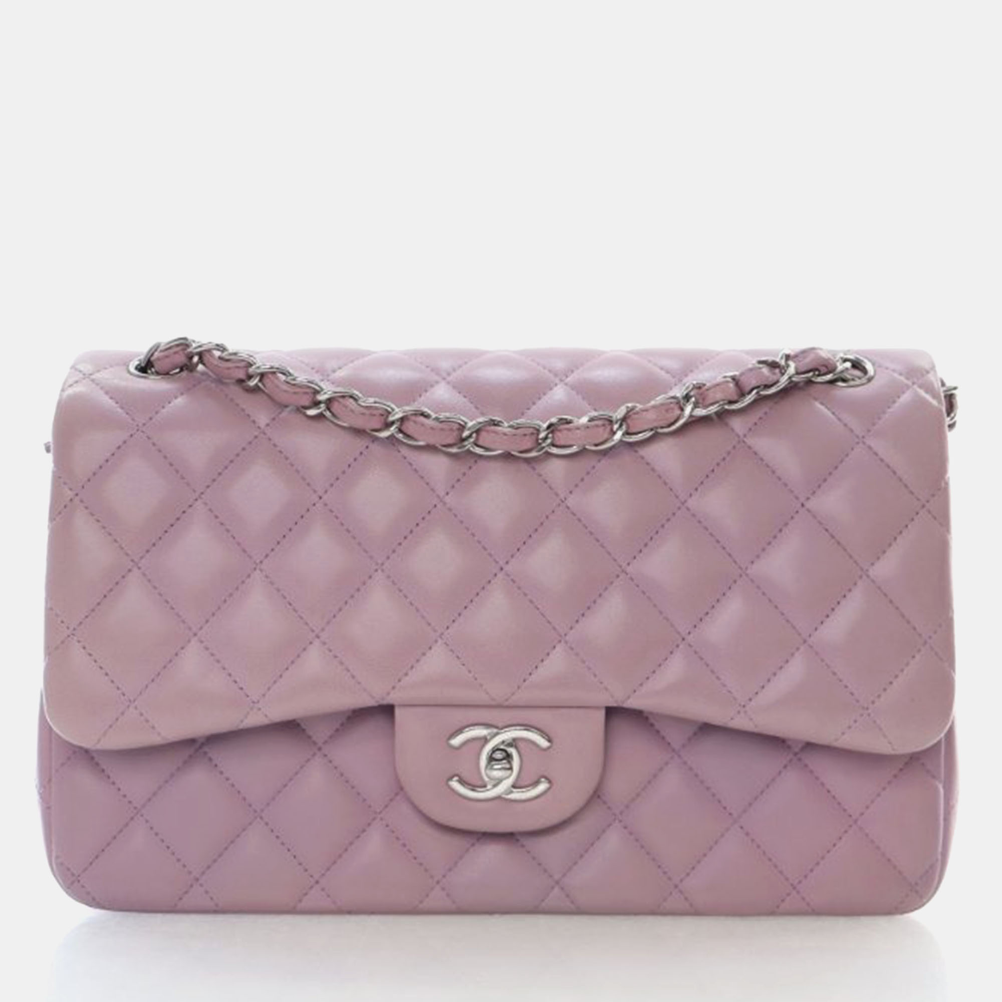 

Chanel Jumbo Lilac Purple Lambskin Classic Double Flap Bag