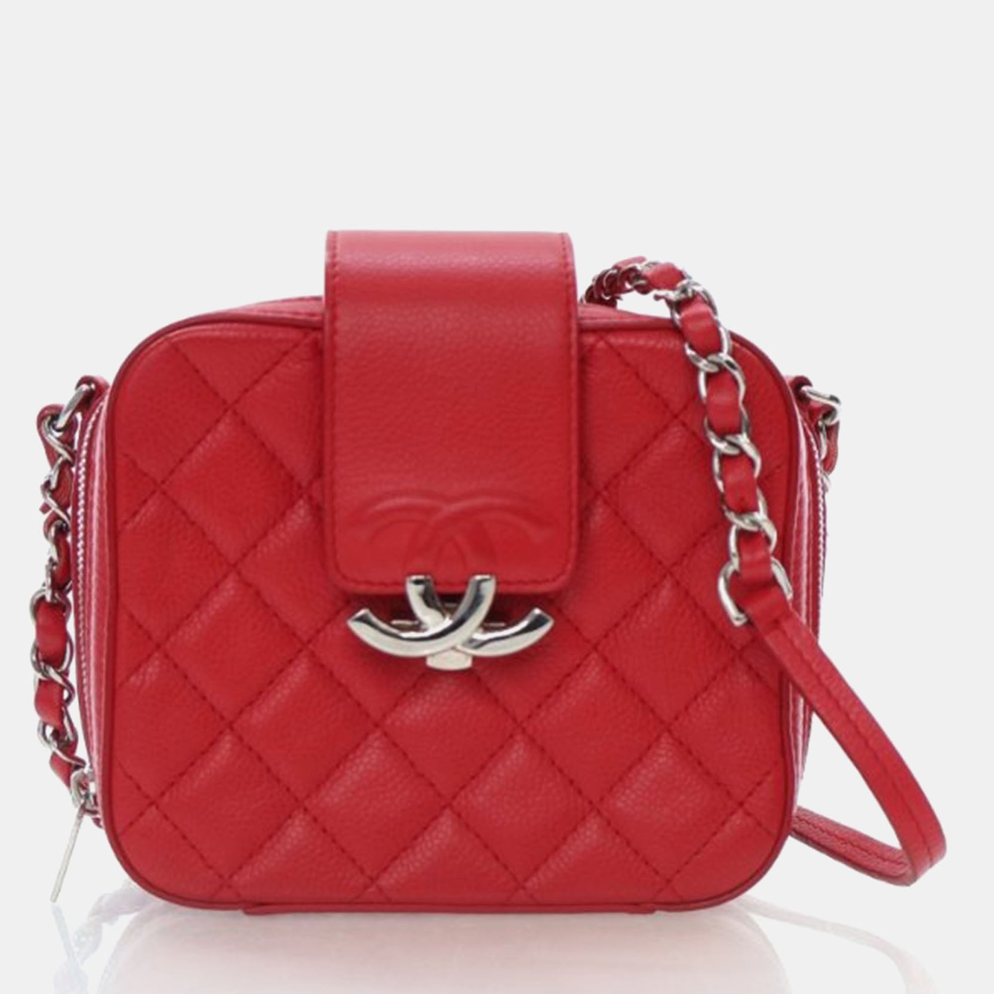 

Chanel Mini Red Caviar Box Camera Flap Bag
