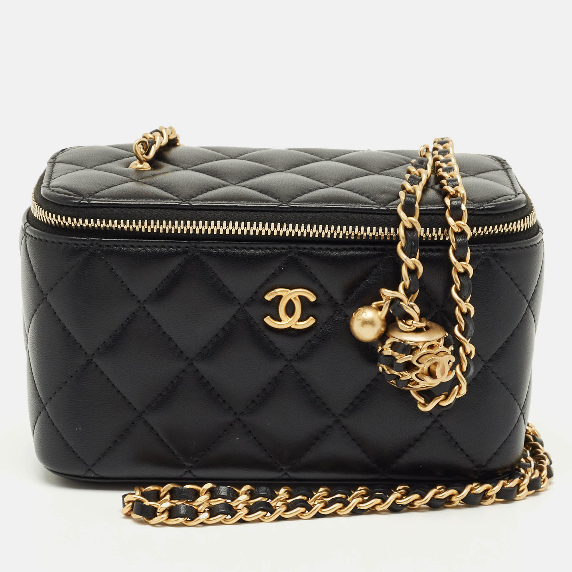 

Chanel Black Quilted Leather Tiny Vanity Case Bag