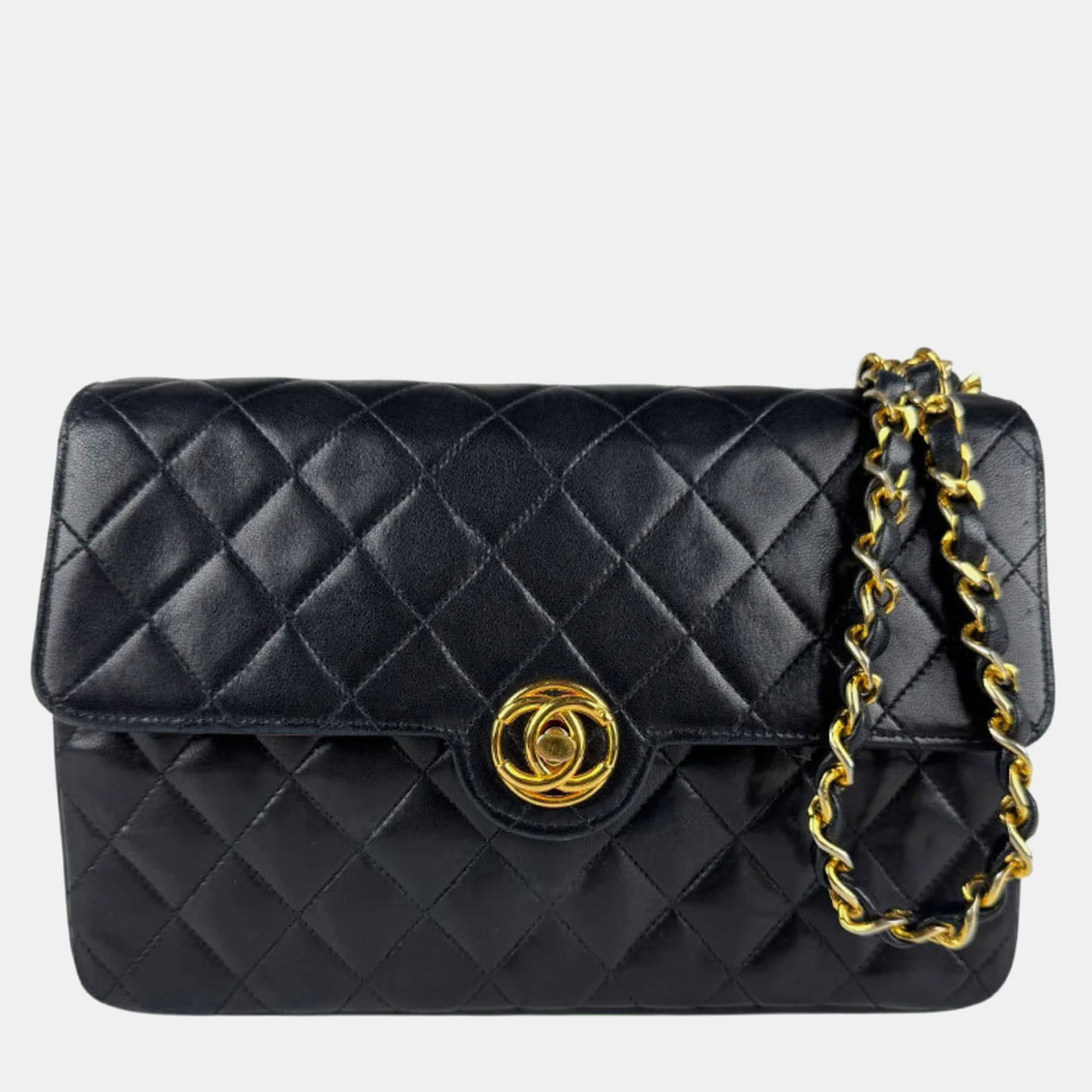 

Chanel Black Lambskin Leather Shoulder Bag