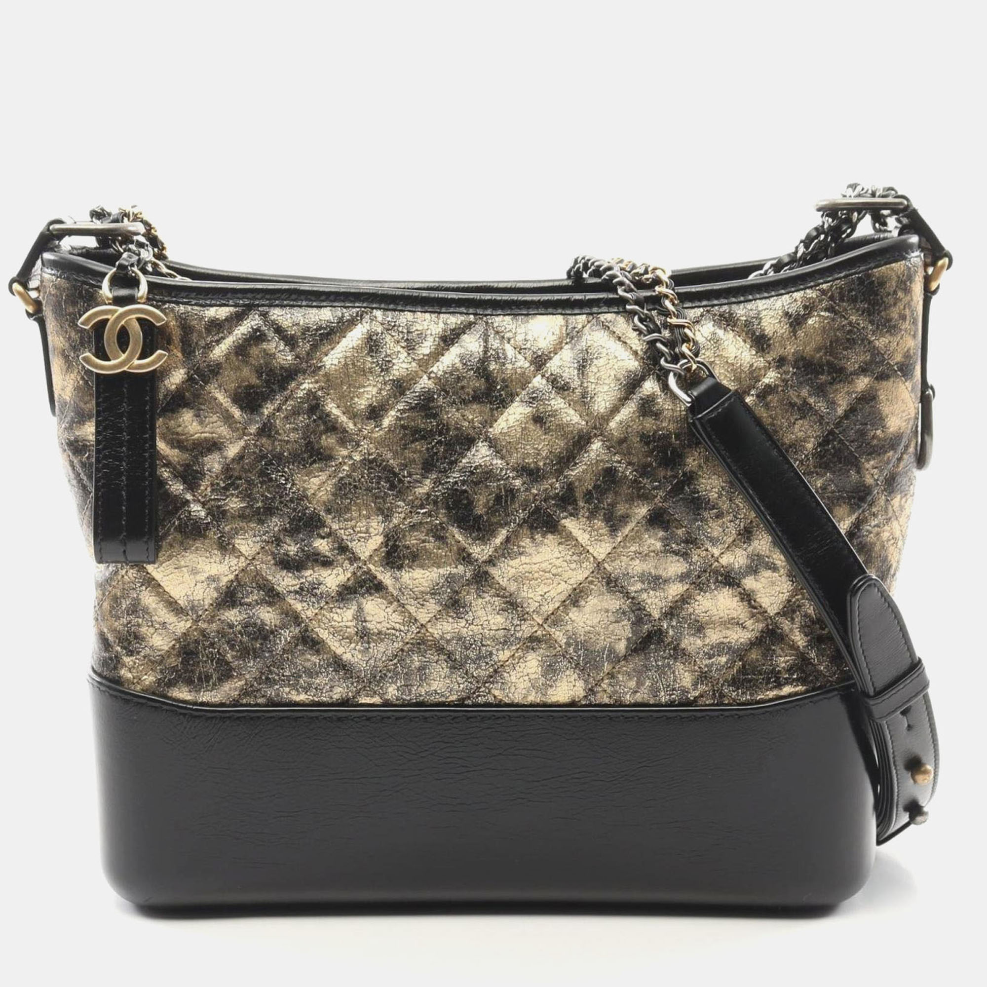 

Chanel Gabrielle Black and Gold Leather Shoulder Bag