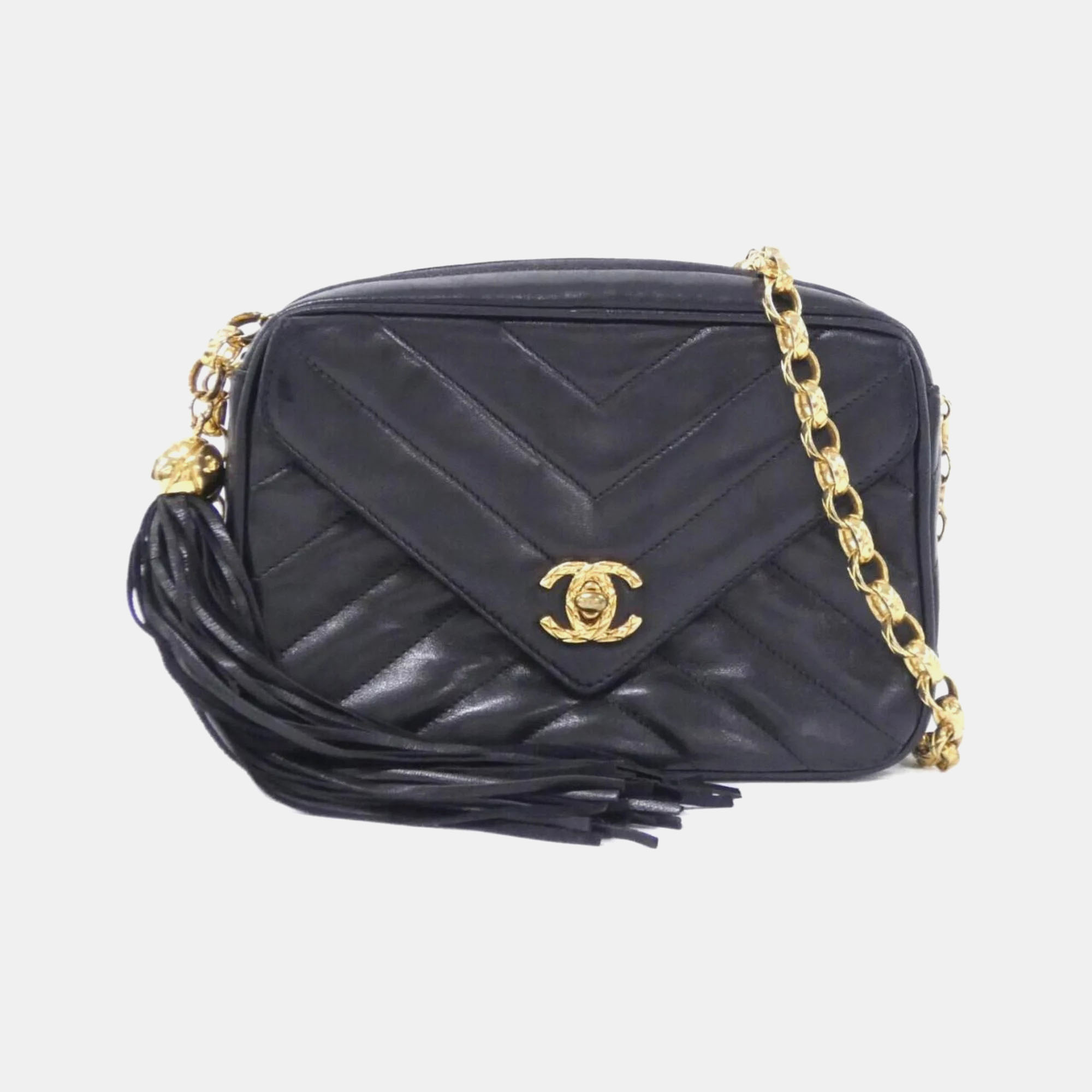 

Chanel Chevron Black Leather Shoulder Bag