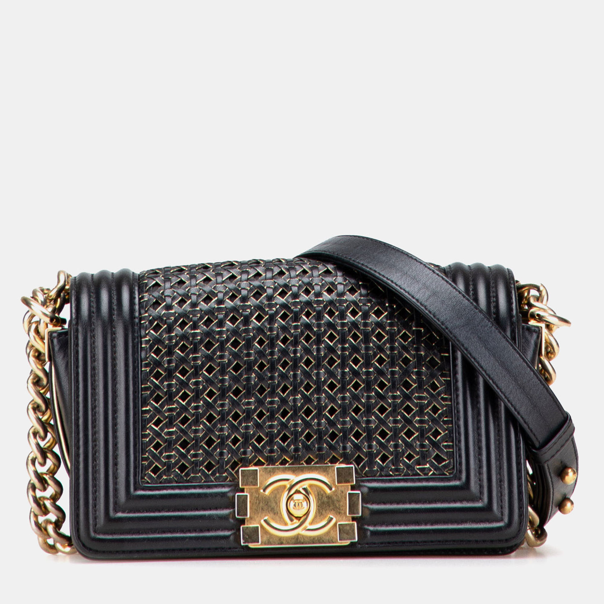 

Chanel Small Braided Black Sheepskin Boy Flap
