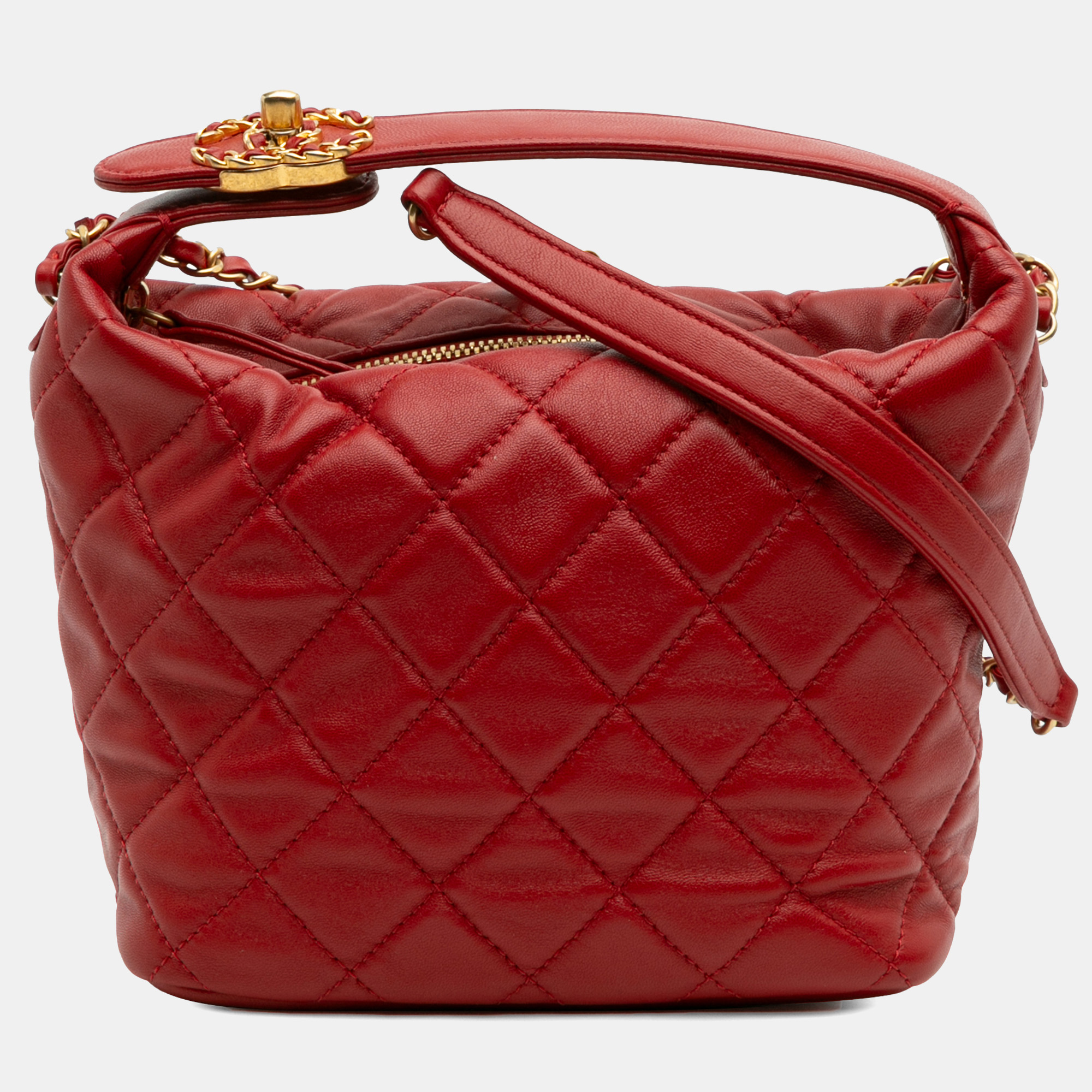 

Chanel Red Small Quilted Lambskin Perfect Meeting Hobo
