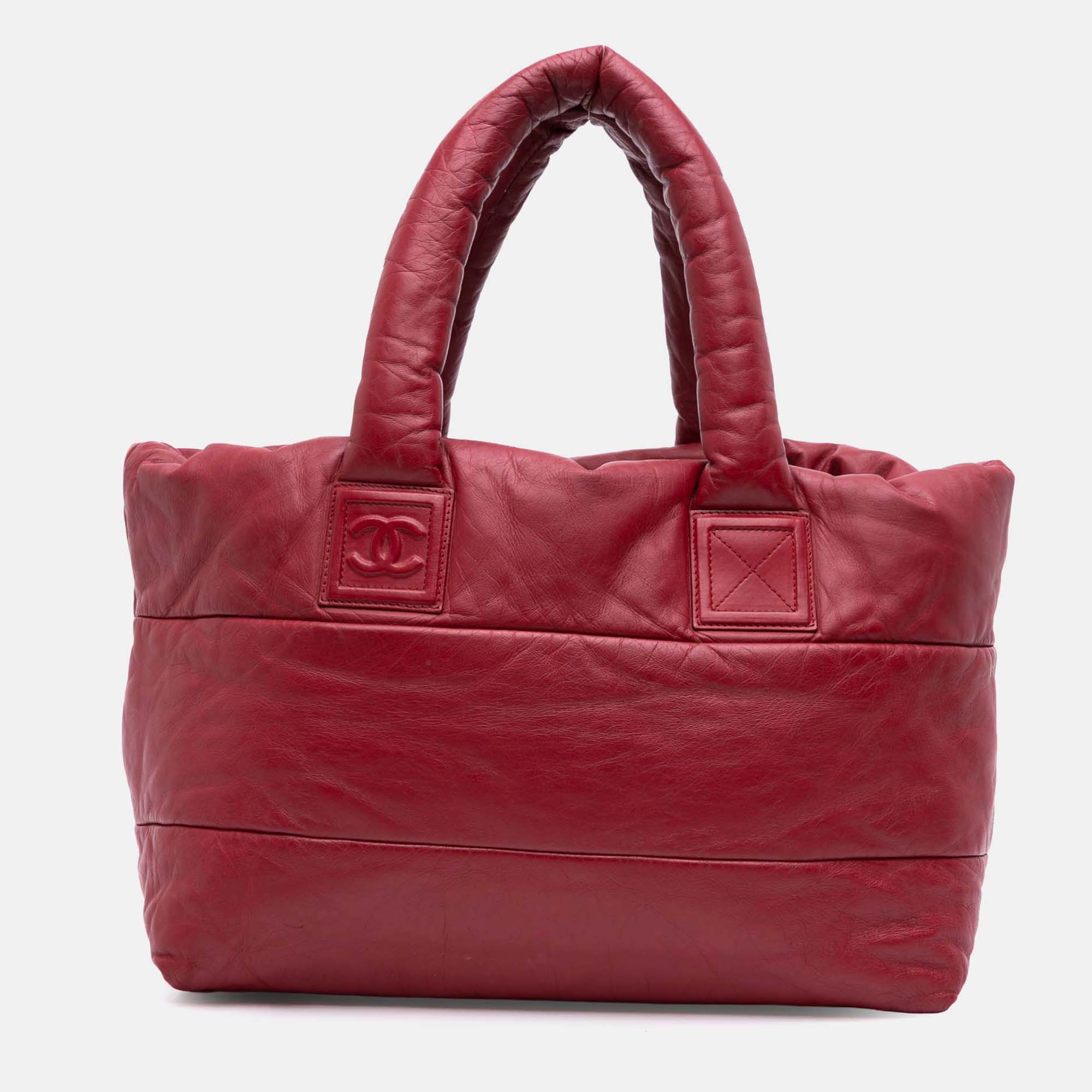 

Chanel Red Medium Lambskin Coco Cocoon Tote