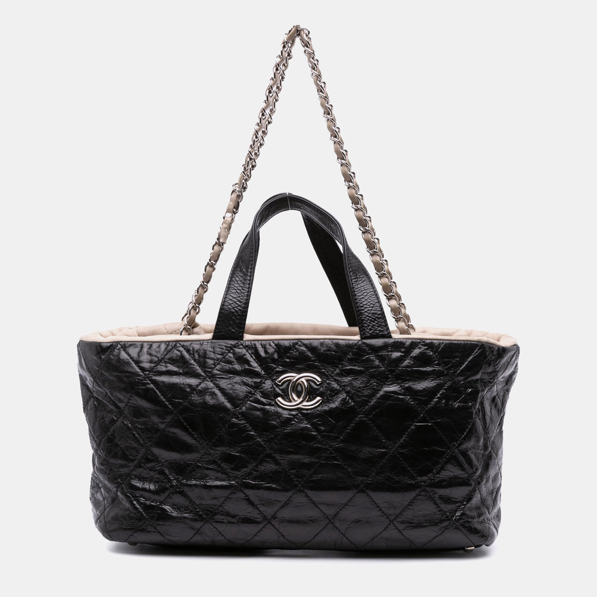 

Chanel Black CC Quilted Glazed Calfskin Portobello Tote
