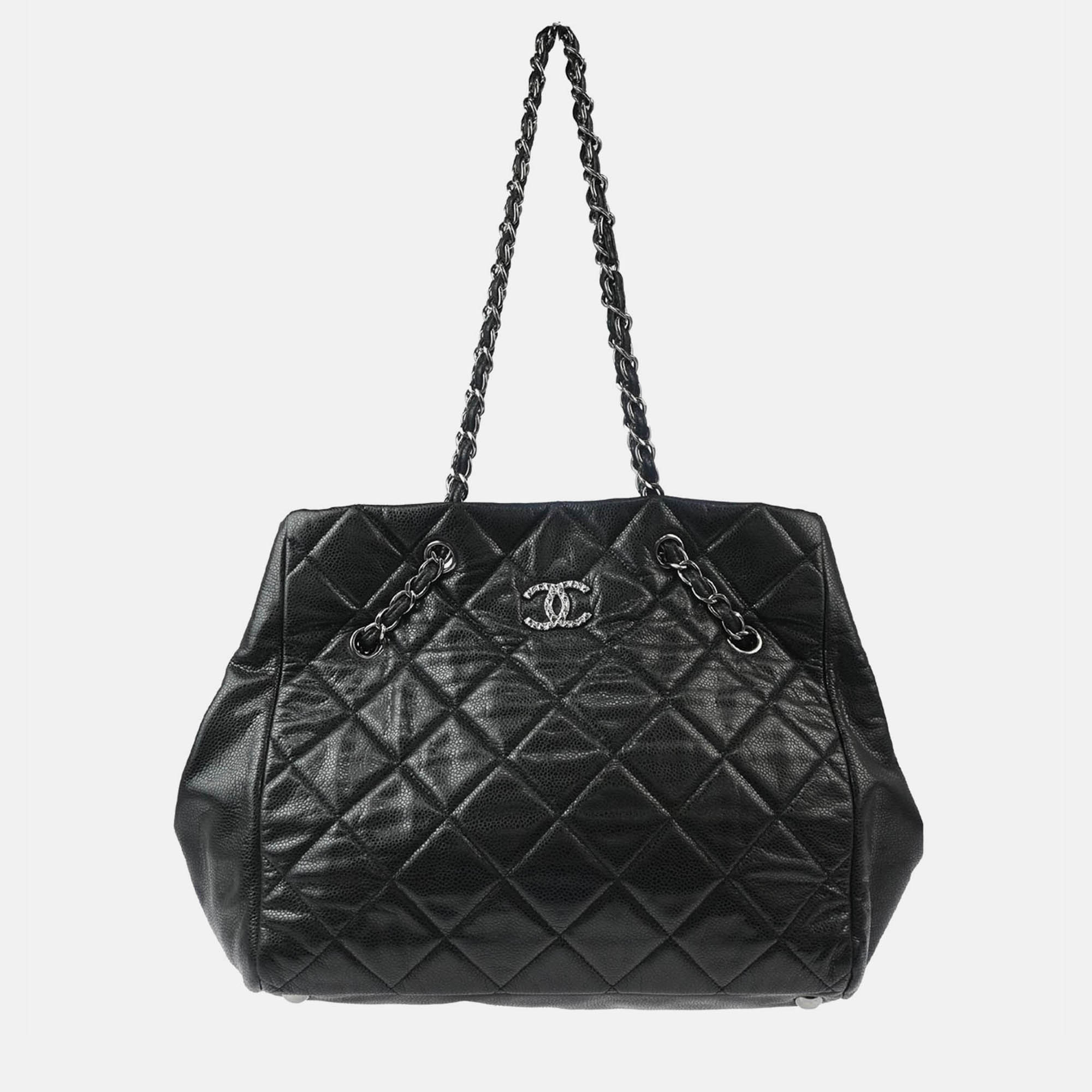 

Chanel Cells Black Caviar Leather Tote Bag