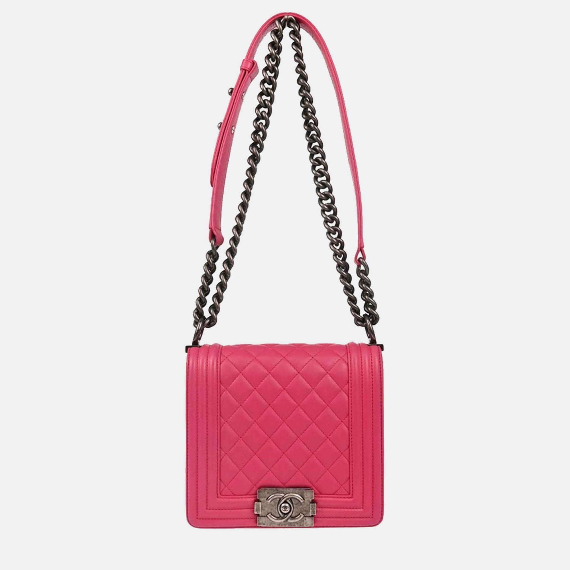 

Chanel Boy Chanel Pink Calfskin Chain Shoulder Bag