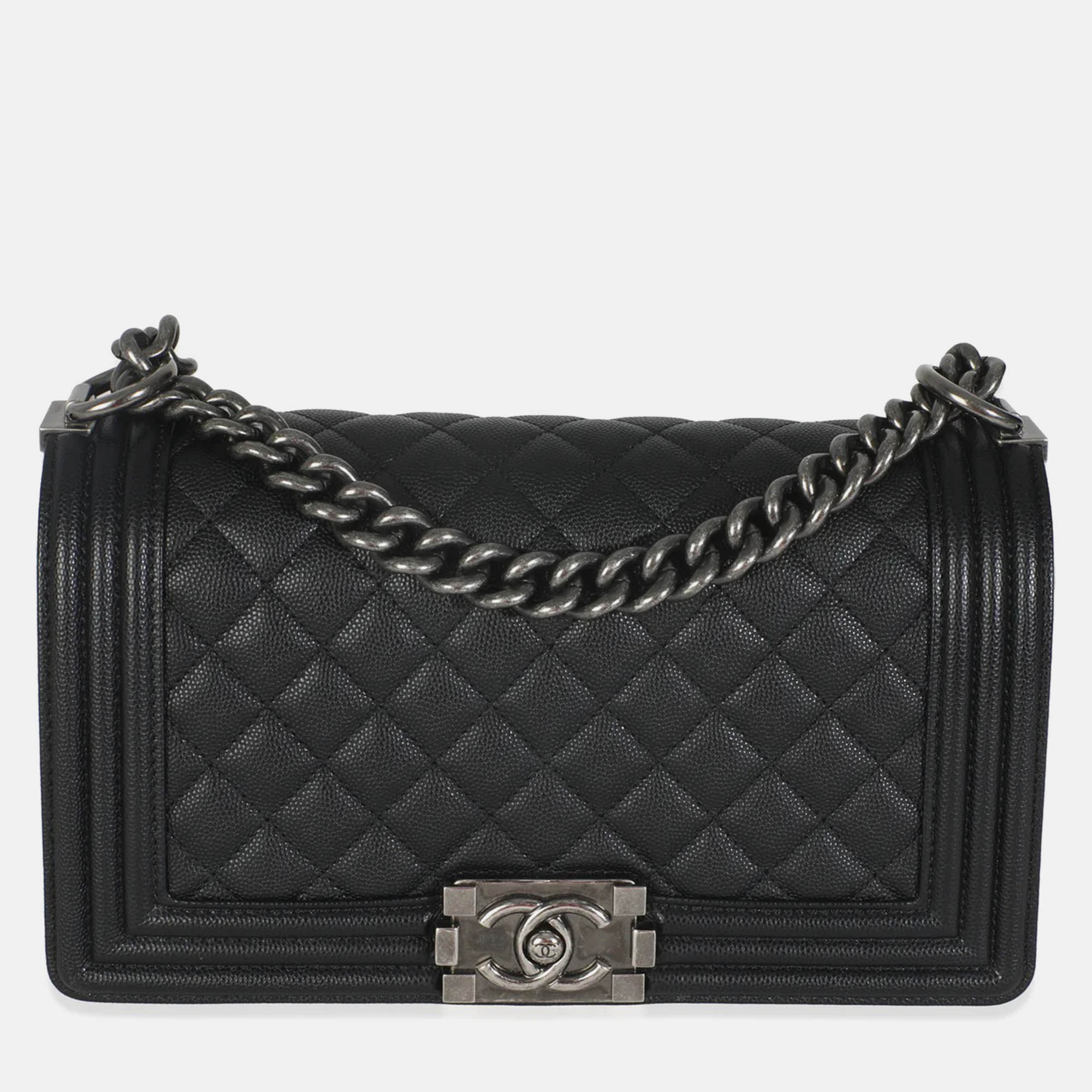 

Chanel Black Quilted Caviar Medium Boy Handbag
