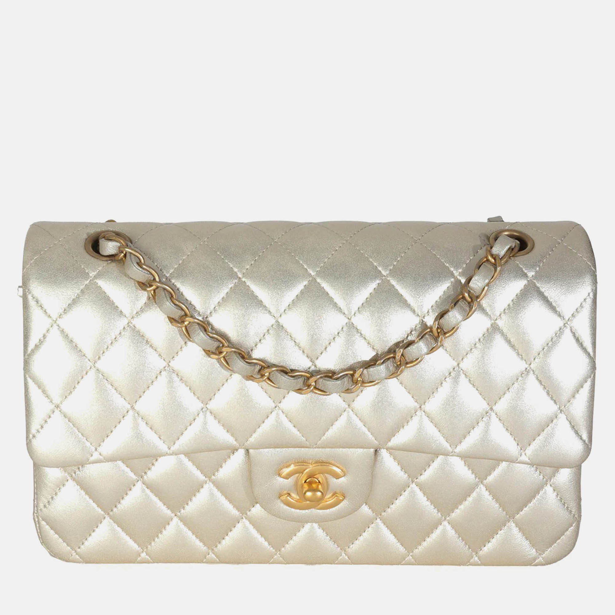 

Chanel Gold Metallic Quilted Lambskin Medium Classic Double Flap Bag
