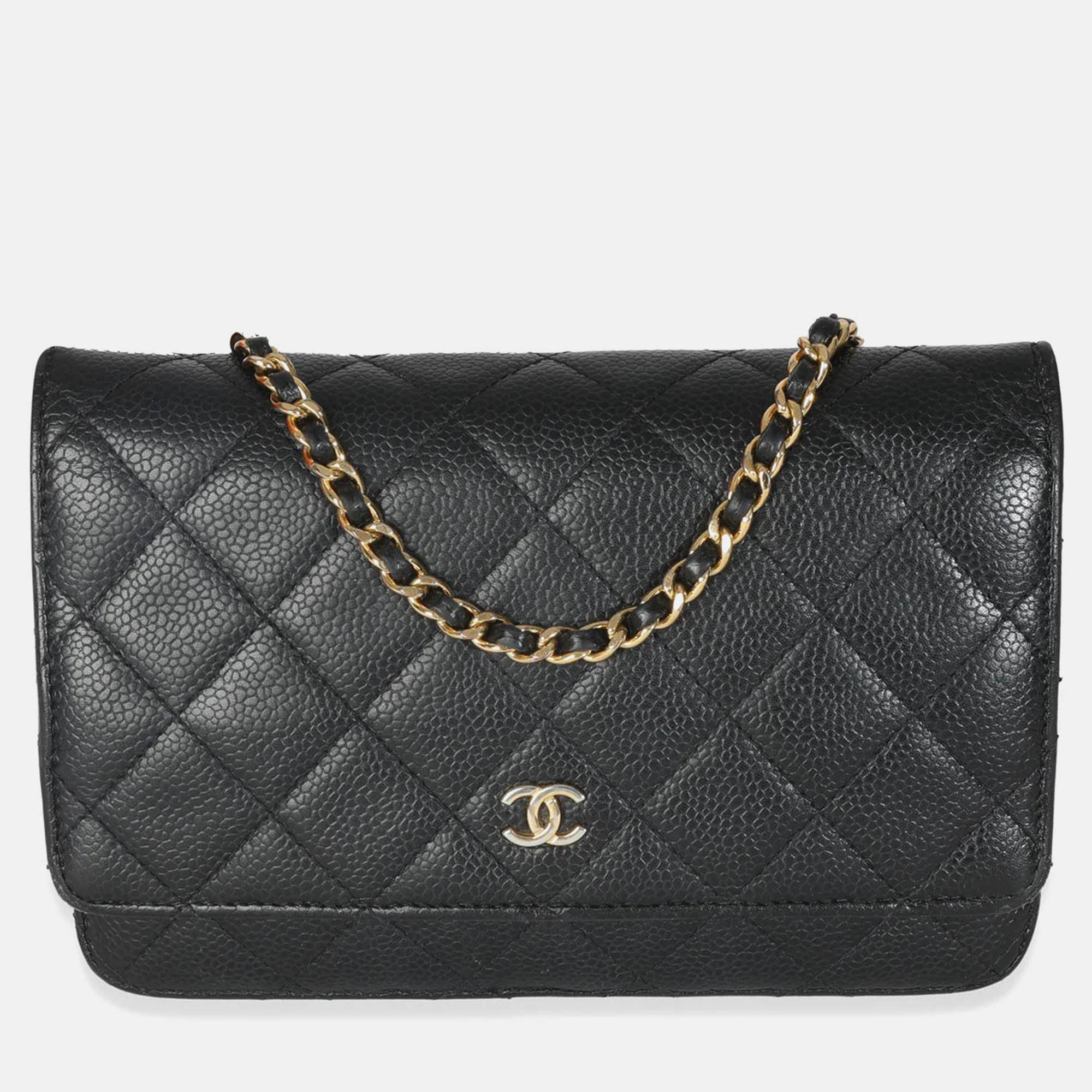

Chanel Black Quilted Caviar Classic Wallet On Chain
