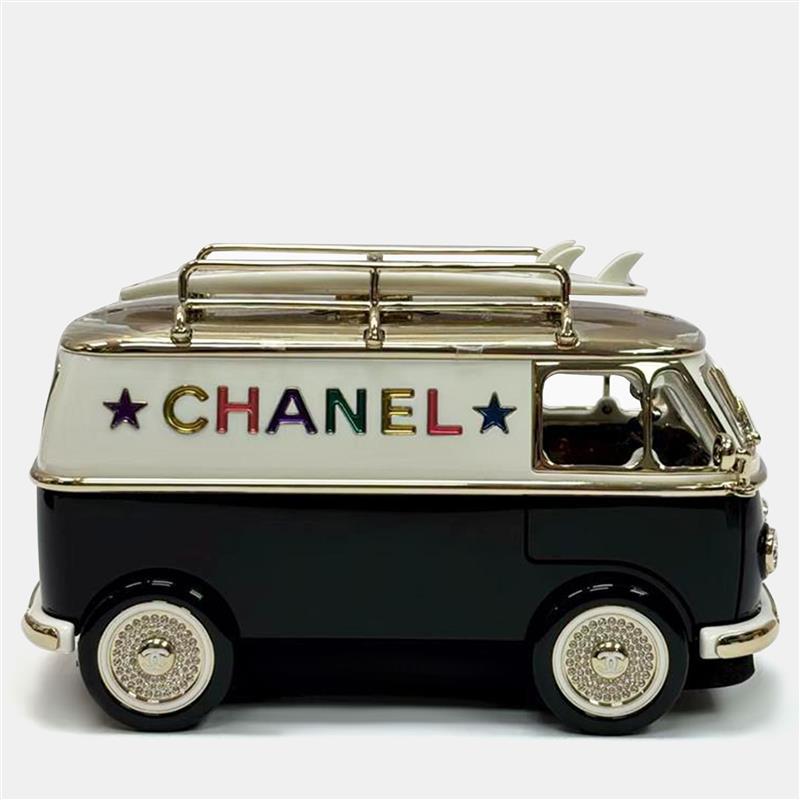 

Chanel Leather Metal Plastic Mini Van Chain Shoulder Crossbody Bag, Black