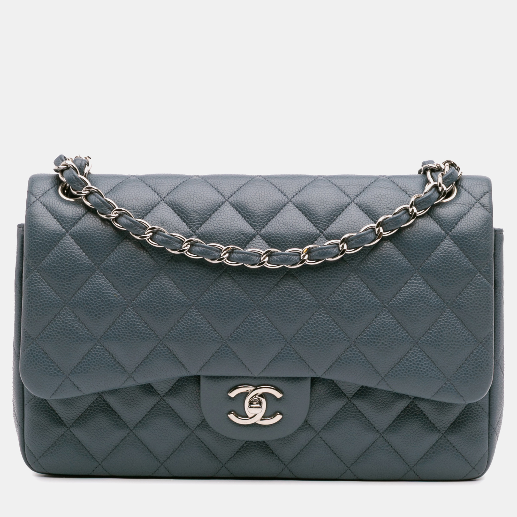 

Chanel Blue Jumbo Classic Caviar Double Flap