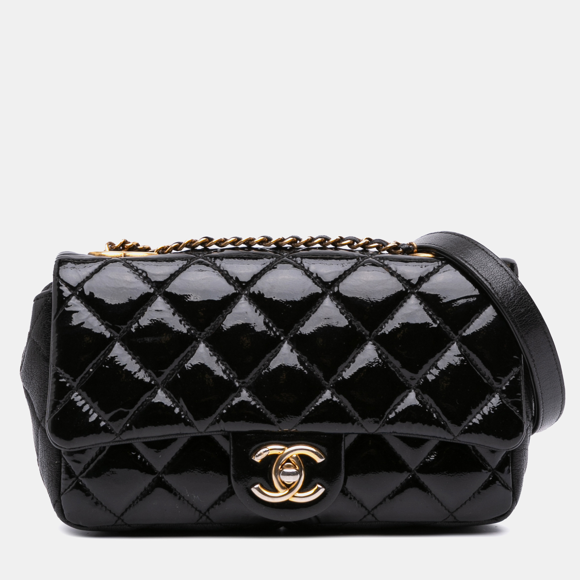 

Chanel Black Paris-Salzburg Small Patent and Goatskin CC Eyelet Flap