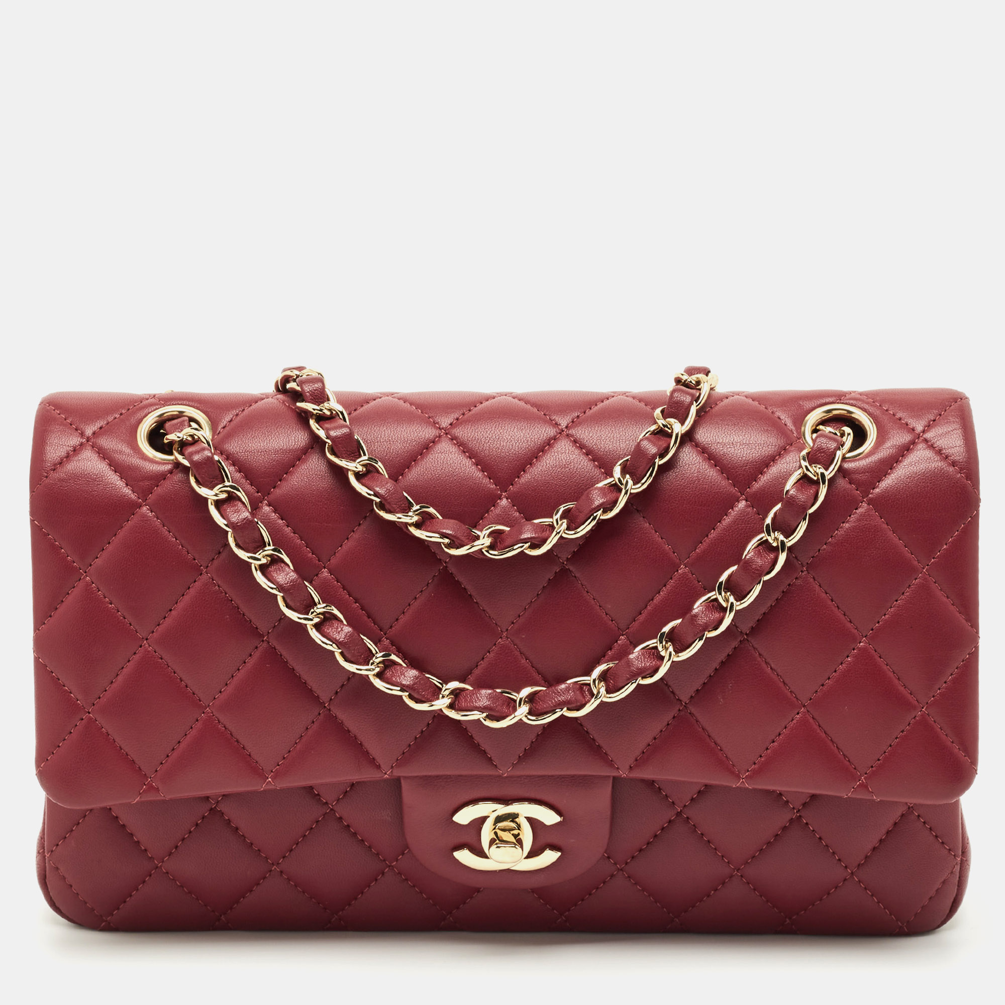 

Chanel Red Quilted Leather  Classic Double Flap Bag