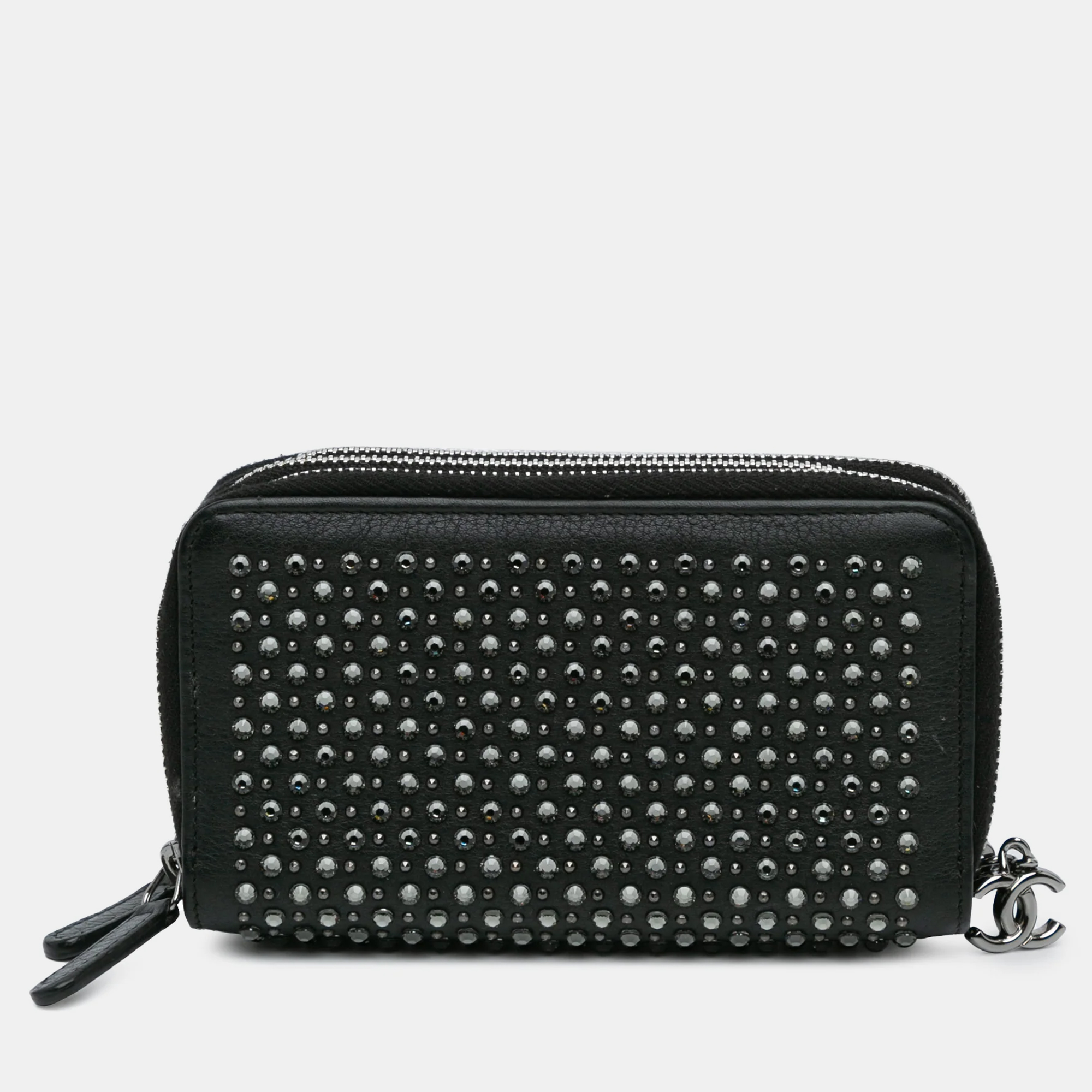 

Chanel Studded Black Leather Zip Wallet