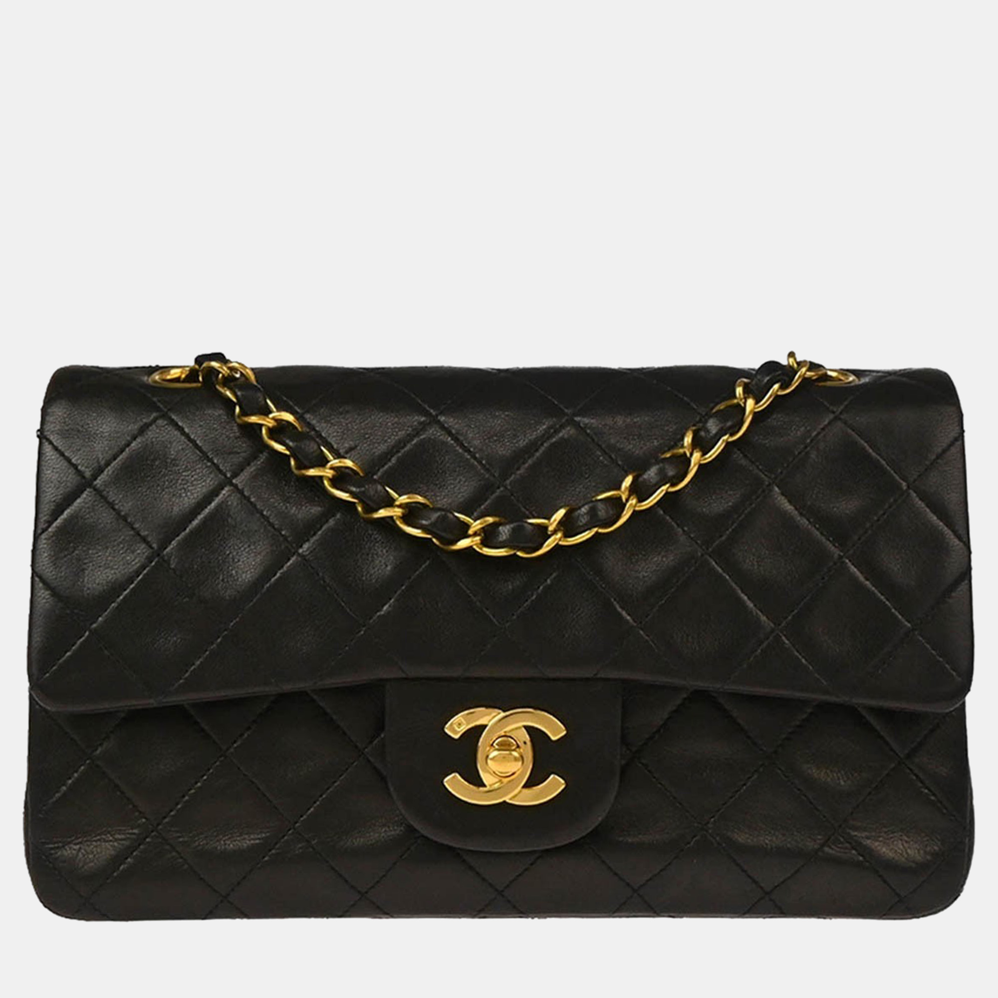 

Chanel Black Lambskin Small Classic Double Flap Shoulder Bag