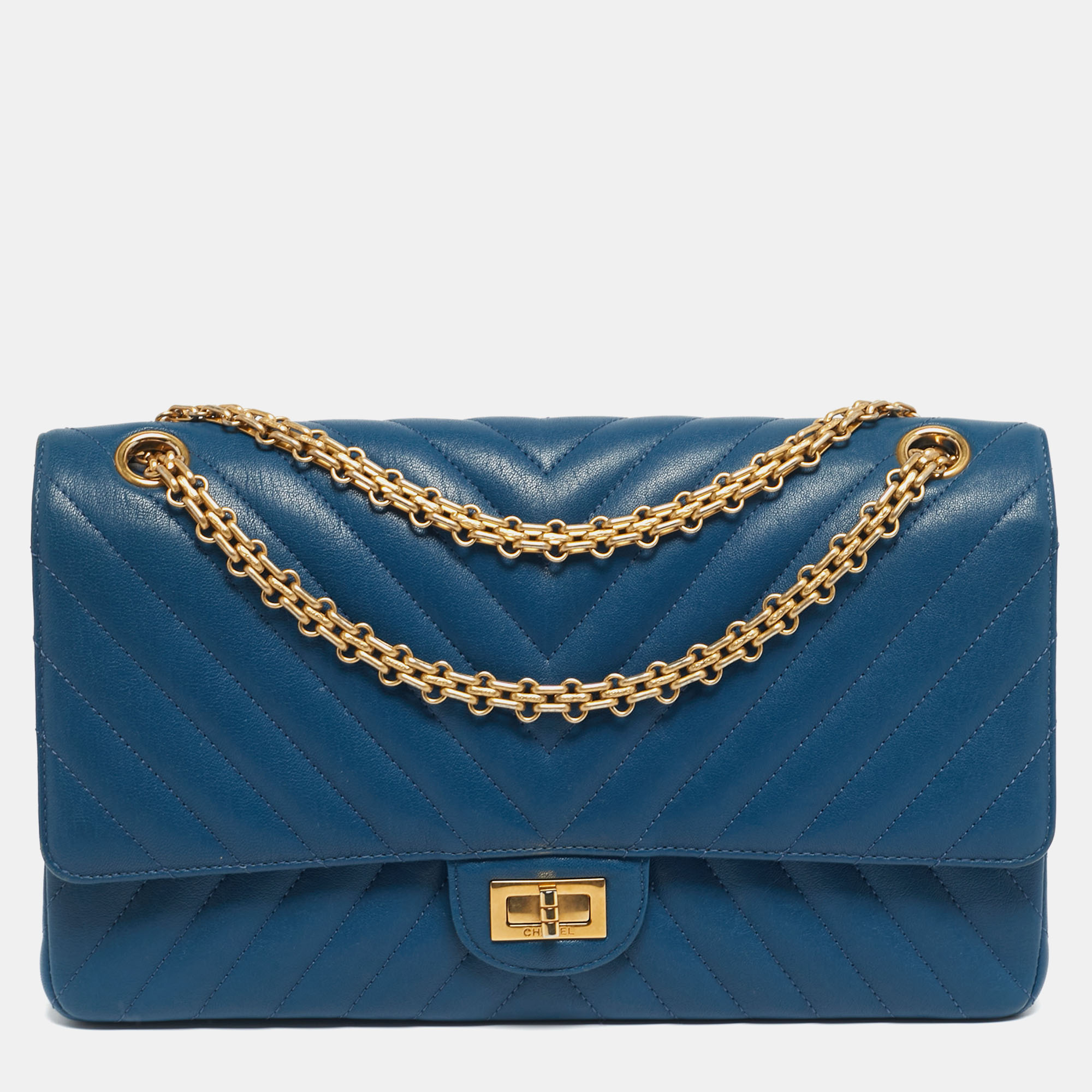 

Chanel Blue Chevron Leather 226 Reissue 2.55 Flap Bag