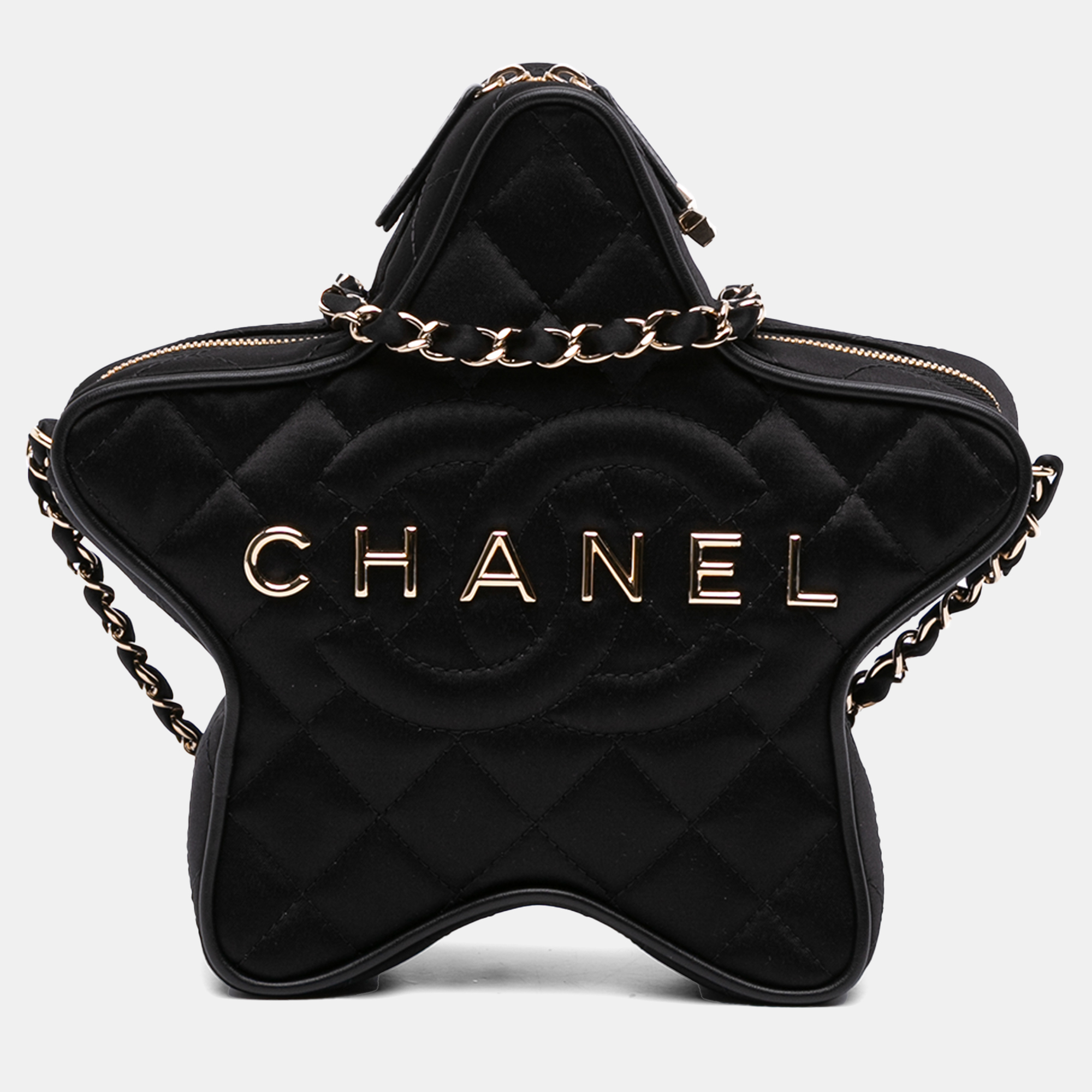 

Chanel Black Quilted Satin Walk Of Fame Star Crossbody