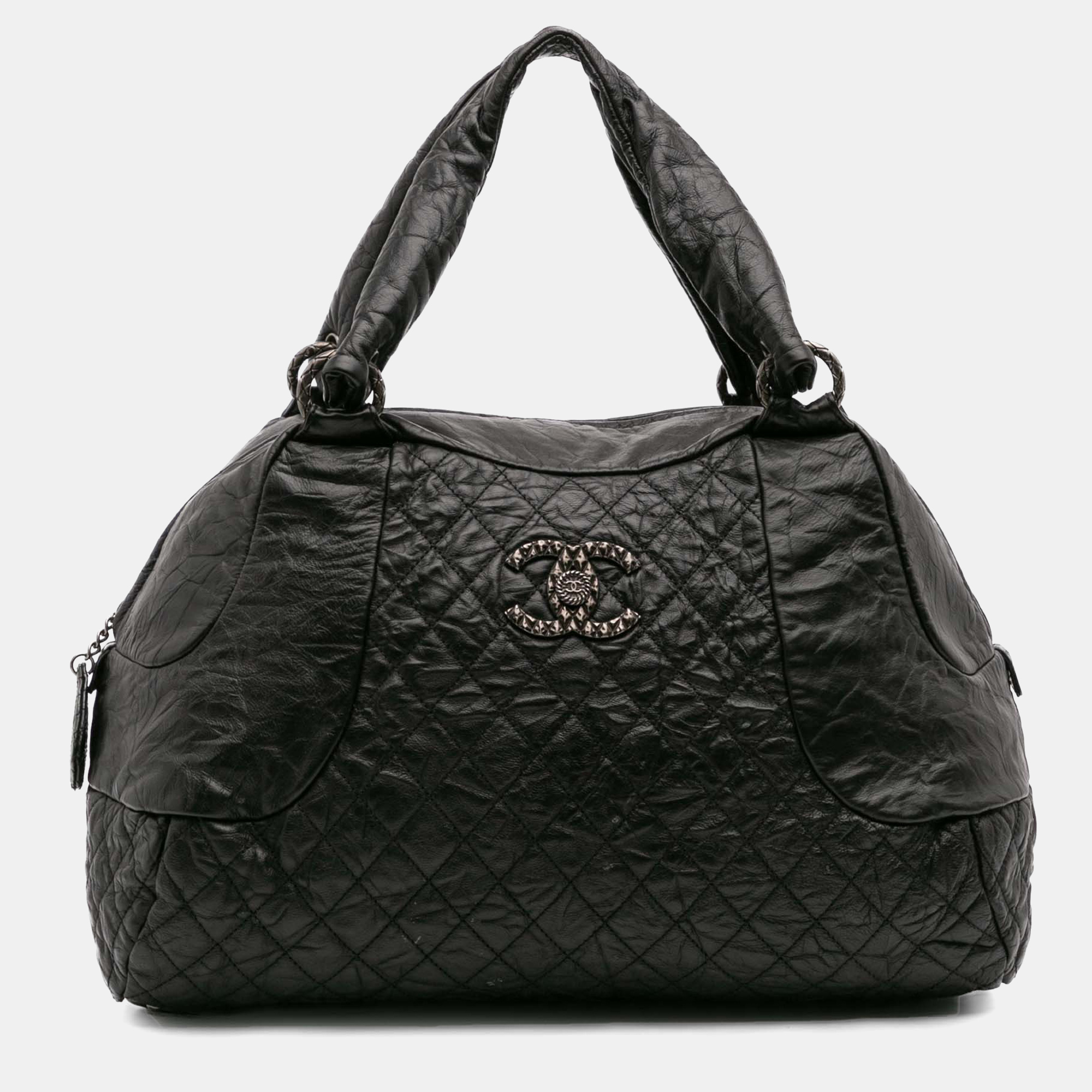 

Chanel Black CC Quilted Aged Calfskin Coco Rider Bowling Bag