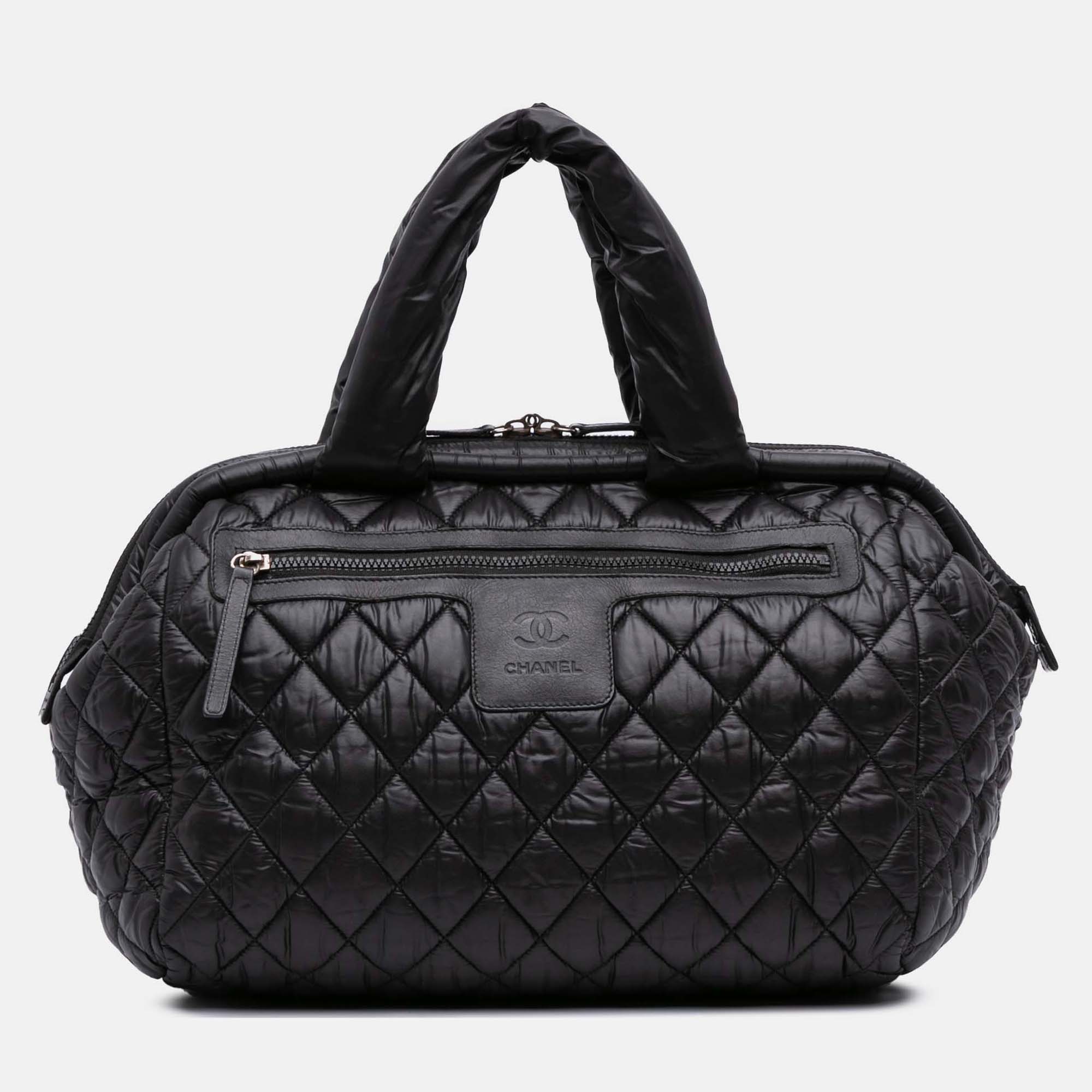 

Chanel Black Quilted Nylon Coco Cocoon Bowler Bag