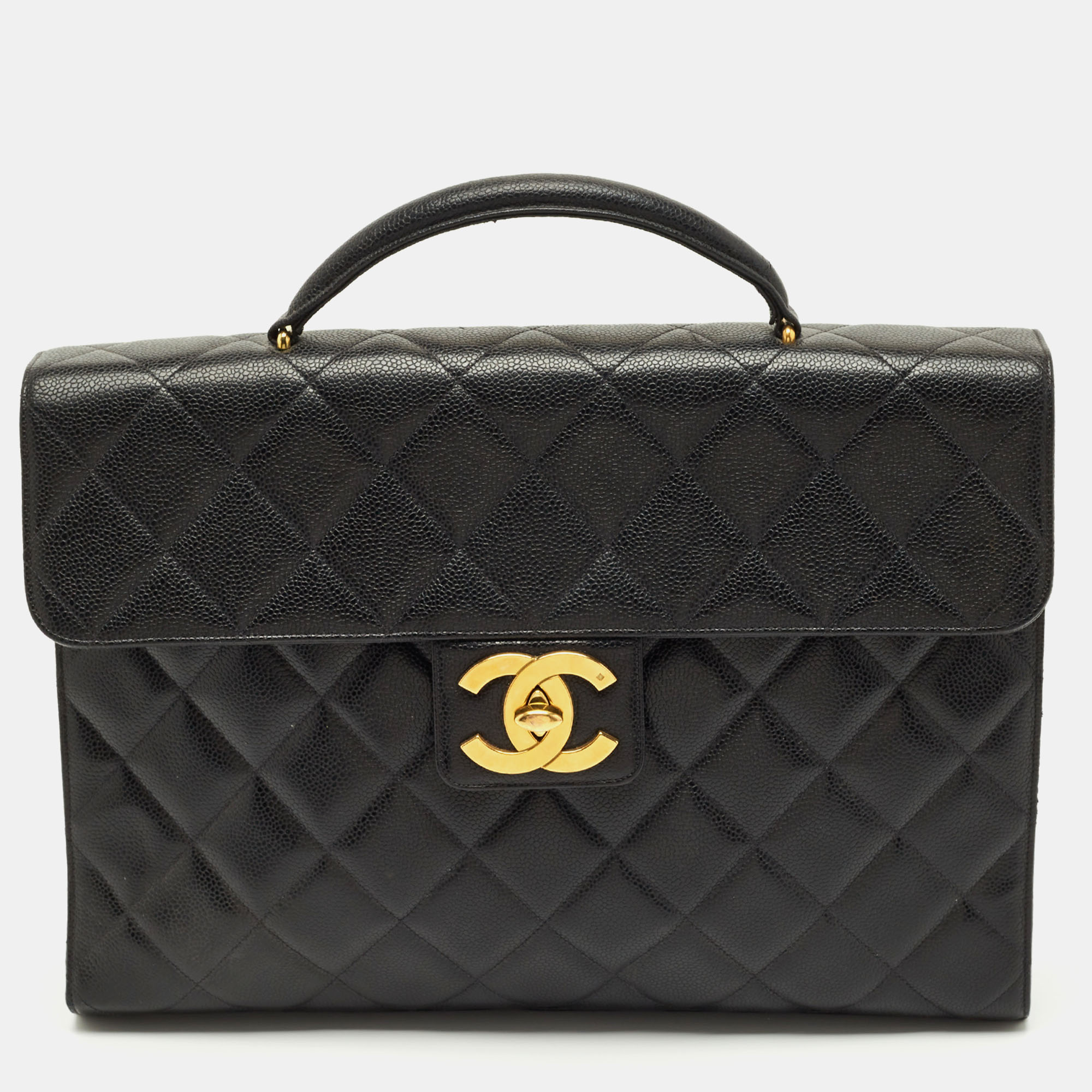 

Chanel Black Quilted Caviar Leather Classic Briefcase