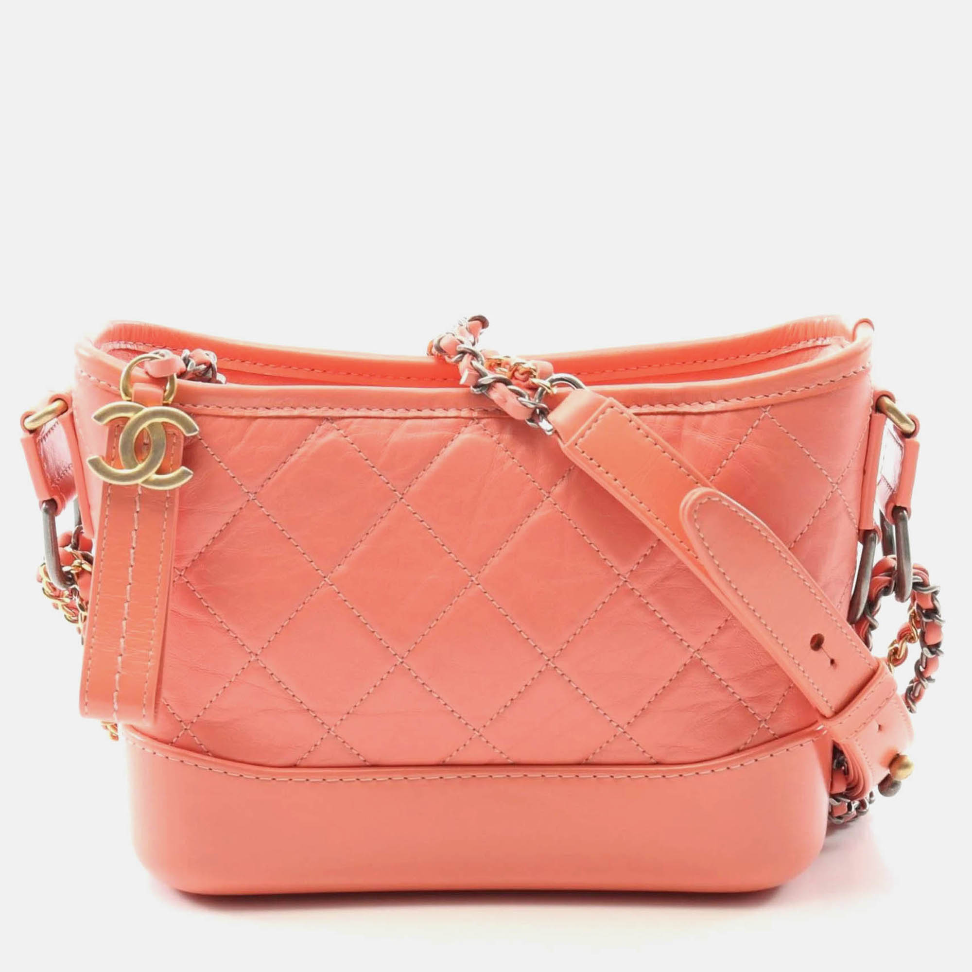 

Chanel Gabrielle De Chanel Small Orange Leather Hobo Shoulder Bag
