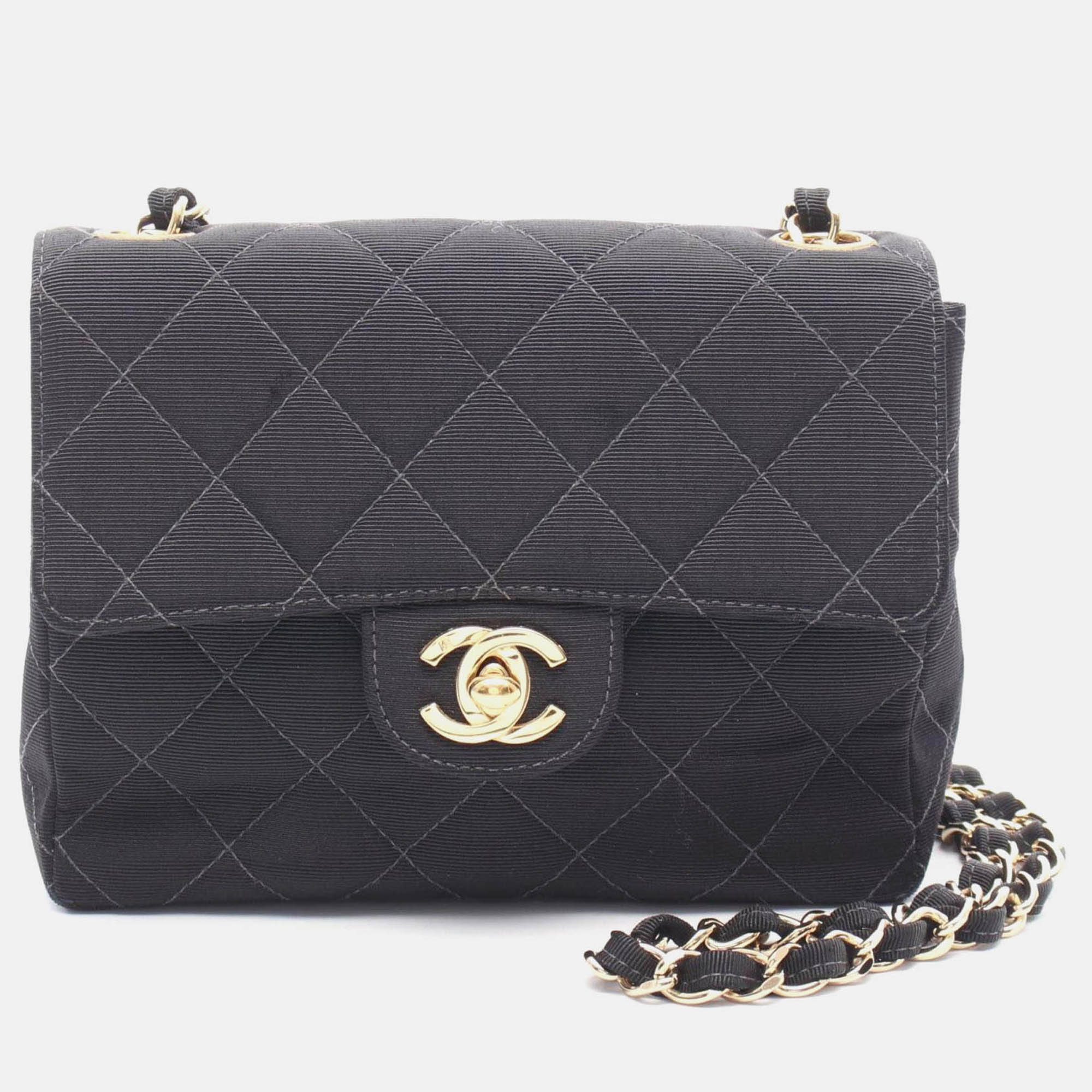 

Chanel Matelasse Single Flap Black Canvas Shoulder Bag