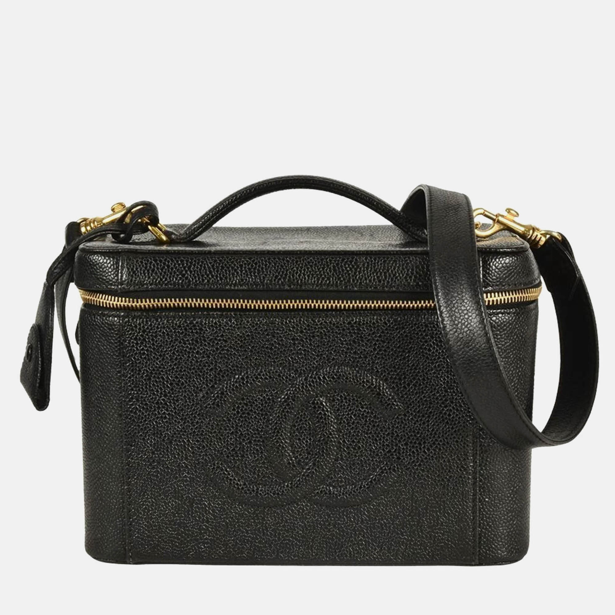 

Chanel Vanity Black Caviar Skin Coco Mark Handbag