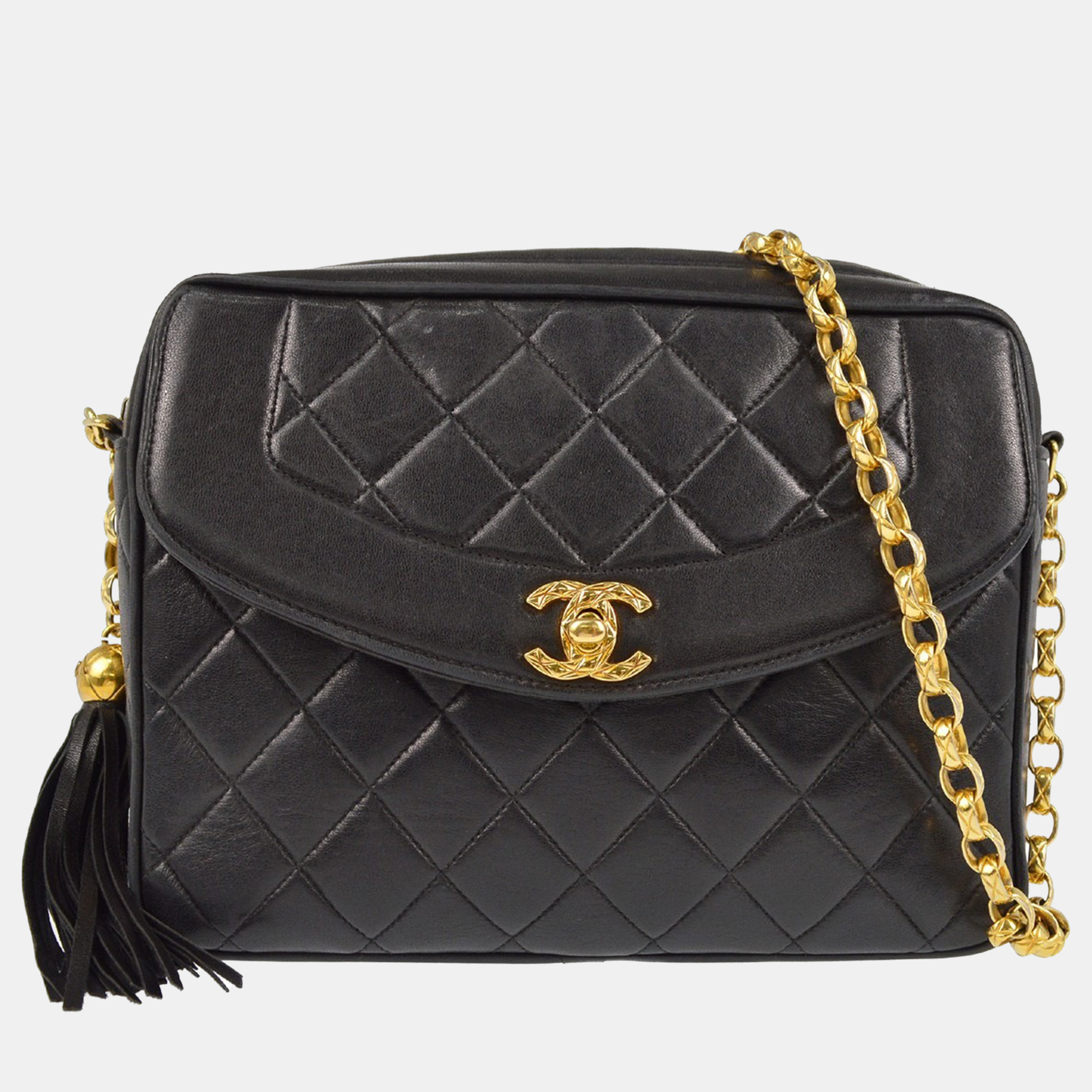 

Chanel CC Tassel Black Lambskin Leather Camera Bag