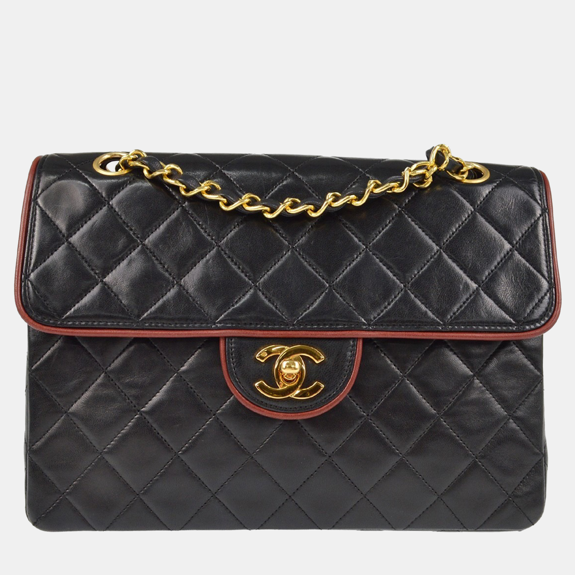 

Chanel Black Lambskin Single Flap Shoulder Bag
